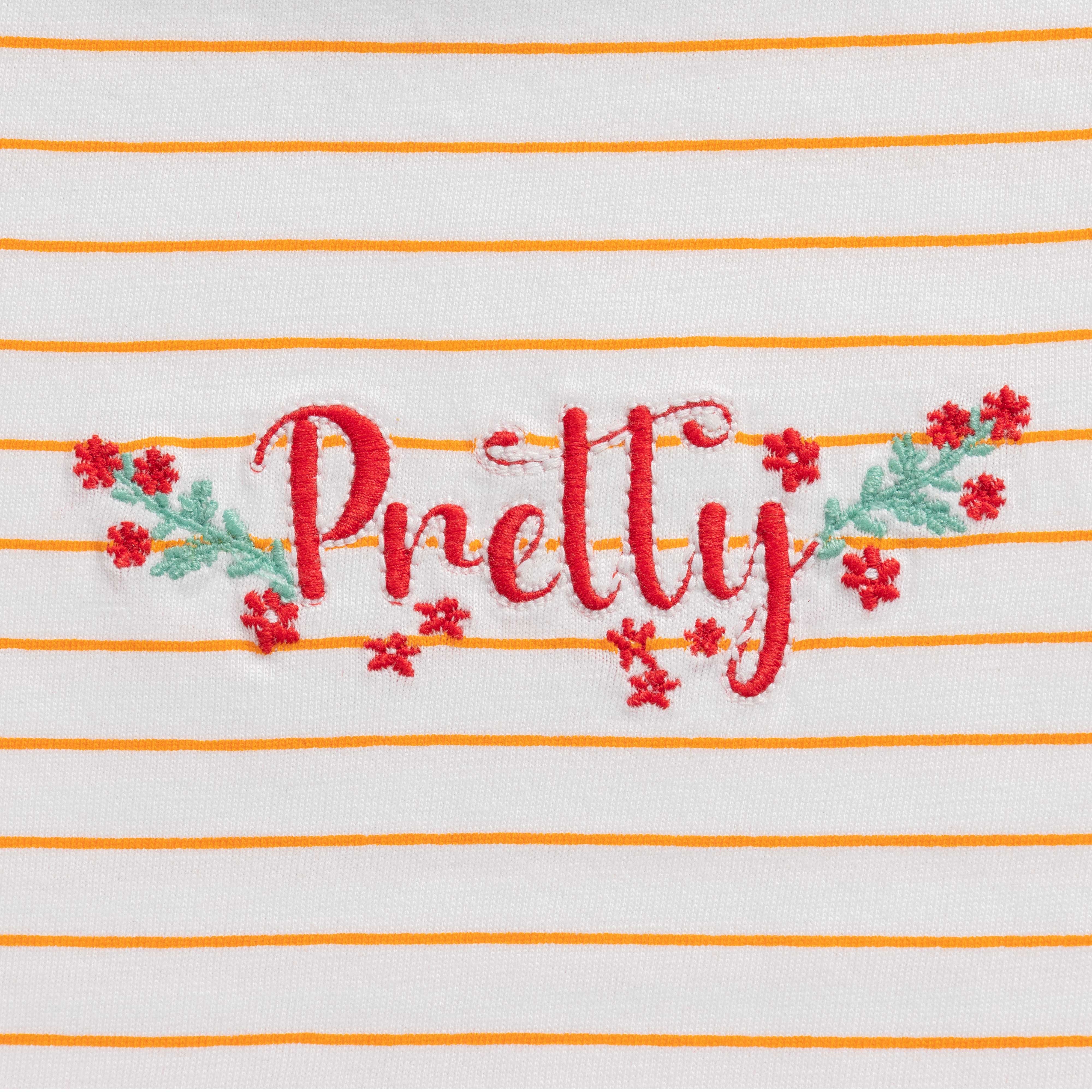 Baby Girls' Striped "Pretty" T-Shirt & Mustard Yellow Shorts Set – Casual Summer Outfit