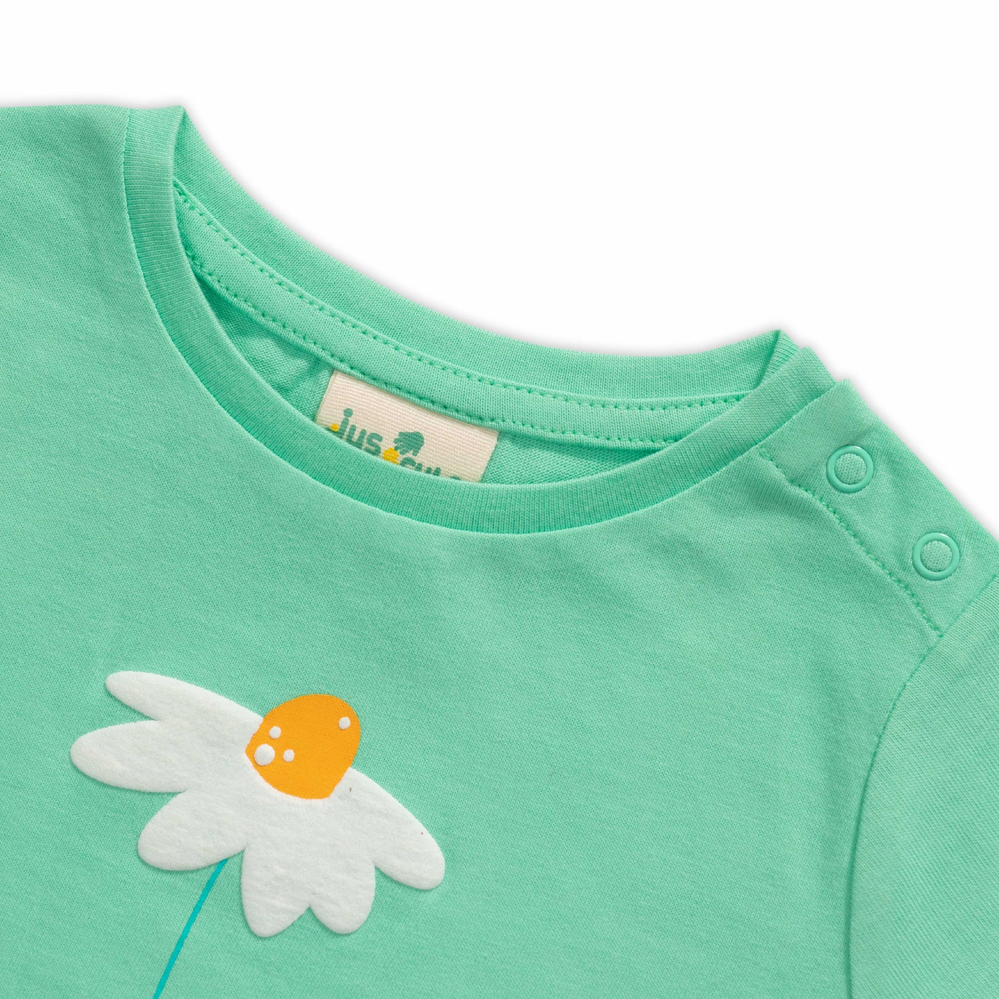 "Baby Girls Green T-Shirt with Daisy & 'Sweet Sunshine' Print – Soft Cotton Tee"