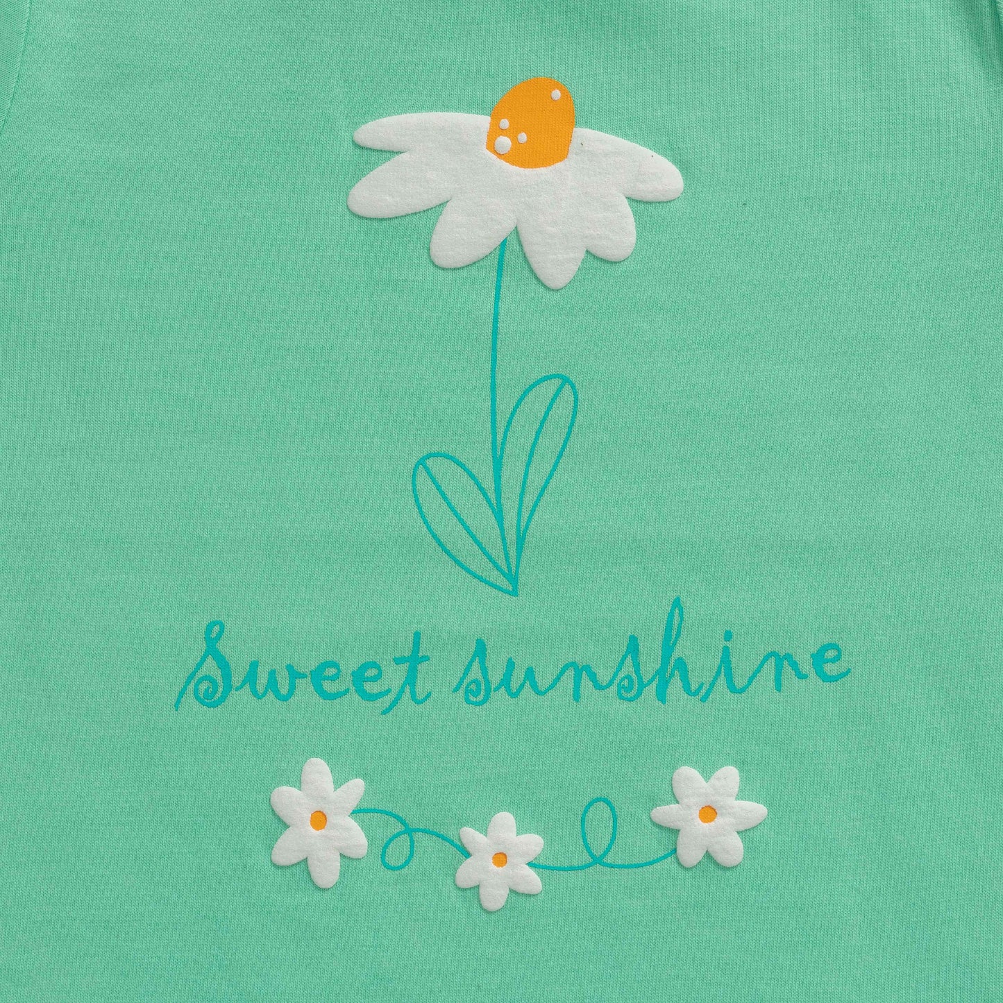 "Baby Girls Green T-Shirt with Daisy & 'Sweet Sunshine' Print – Soft Cotton Tee"