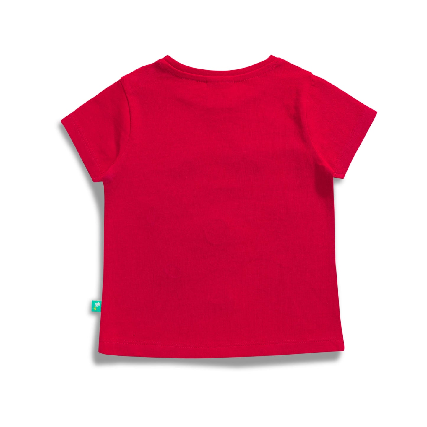 "Baby Girls Red T-Shirt with Smiley Daisy Print – 'Flowers! Smile! Happy!' Design"