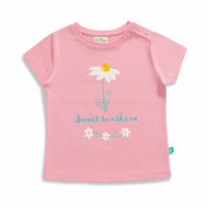 "Baby Girls Pink T-Shirt with Daisy & 'Sweet Sunshine' Print – Soft Cotton Tee"