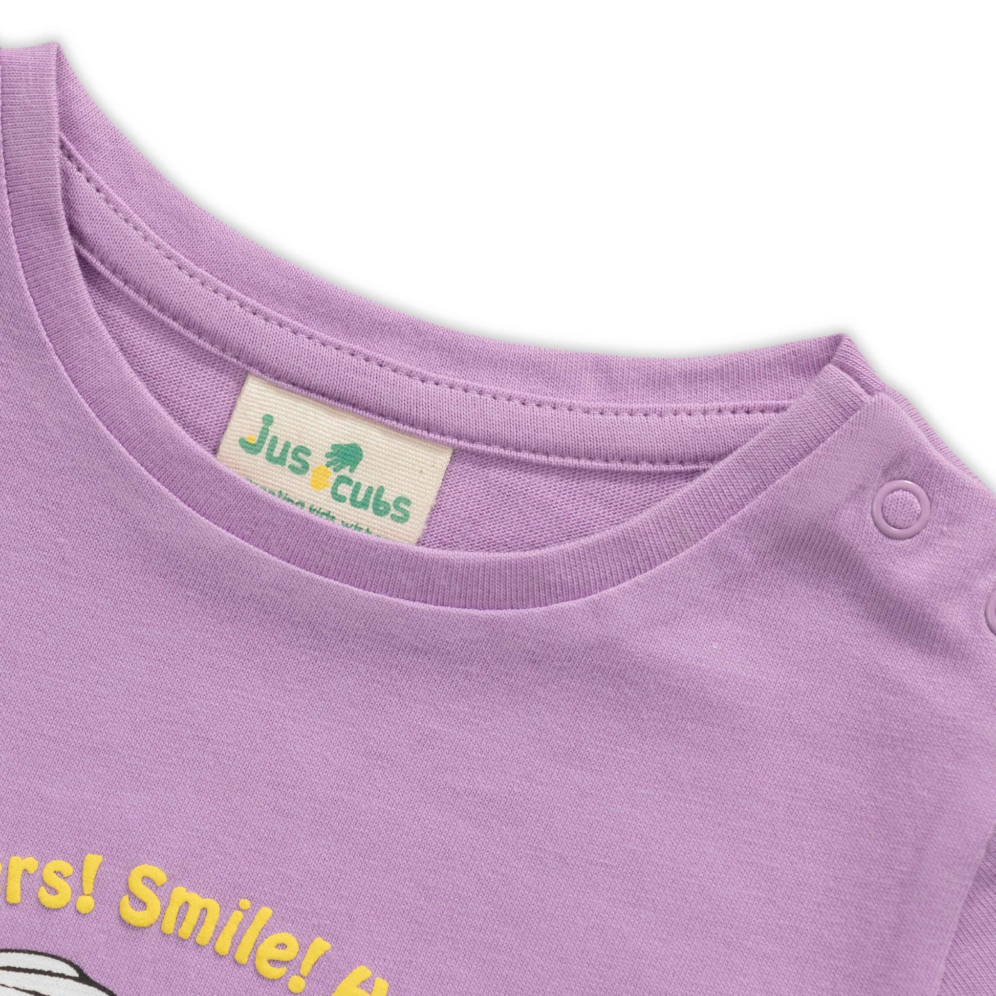 "Baby Girls Pink T-Shirt with Smiley Daisy Print – 'Flowers! Smile! Happy!' Design"