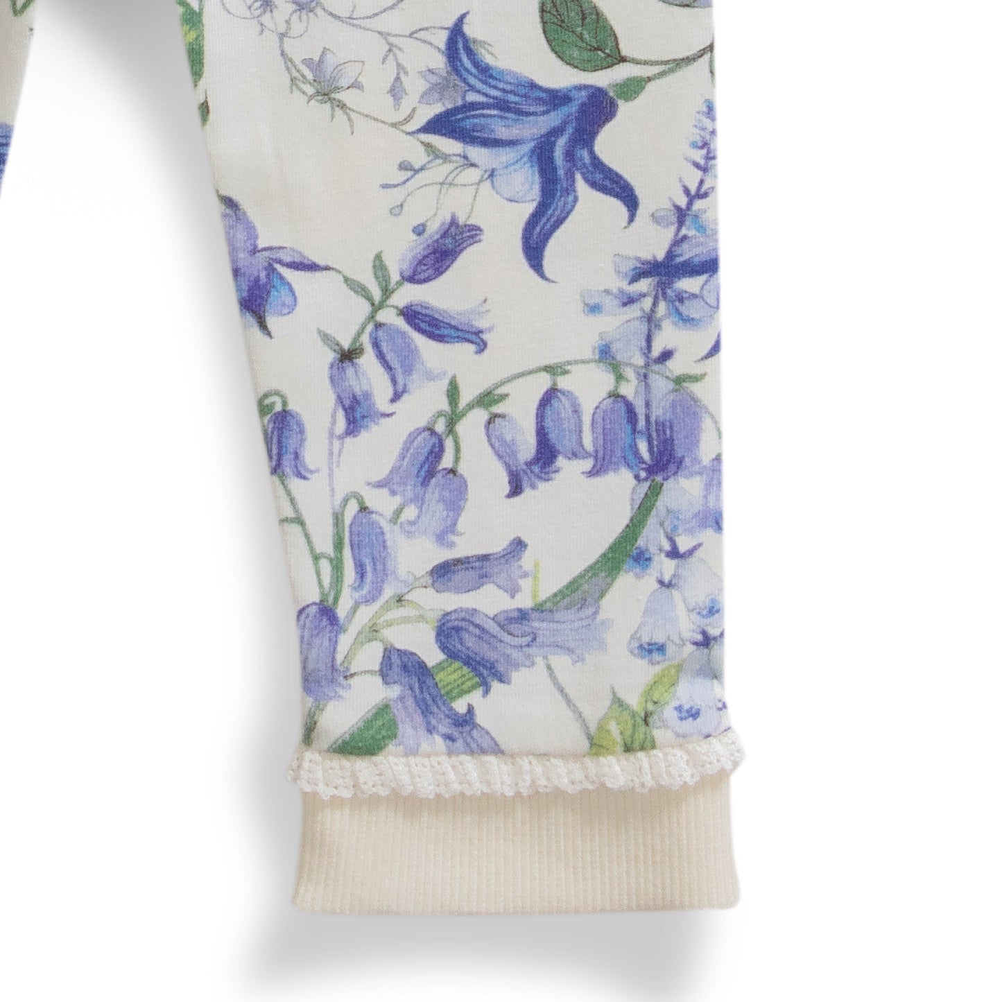 Baby Girls' Floral Print Cotton Leggings – Blue & White, Soft Knit with Ruffle Hem