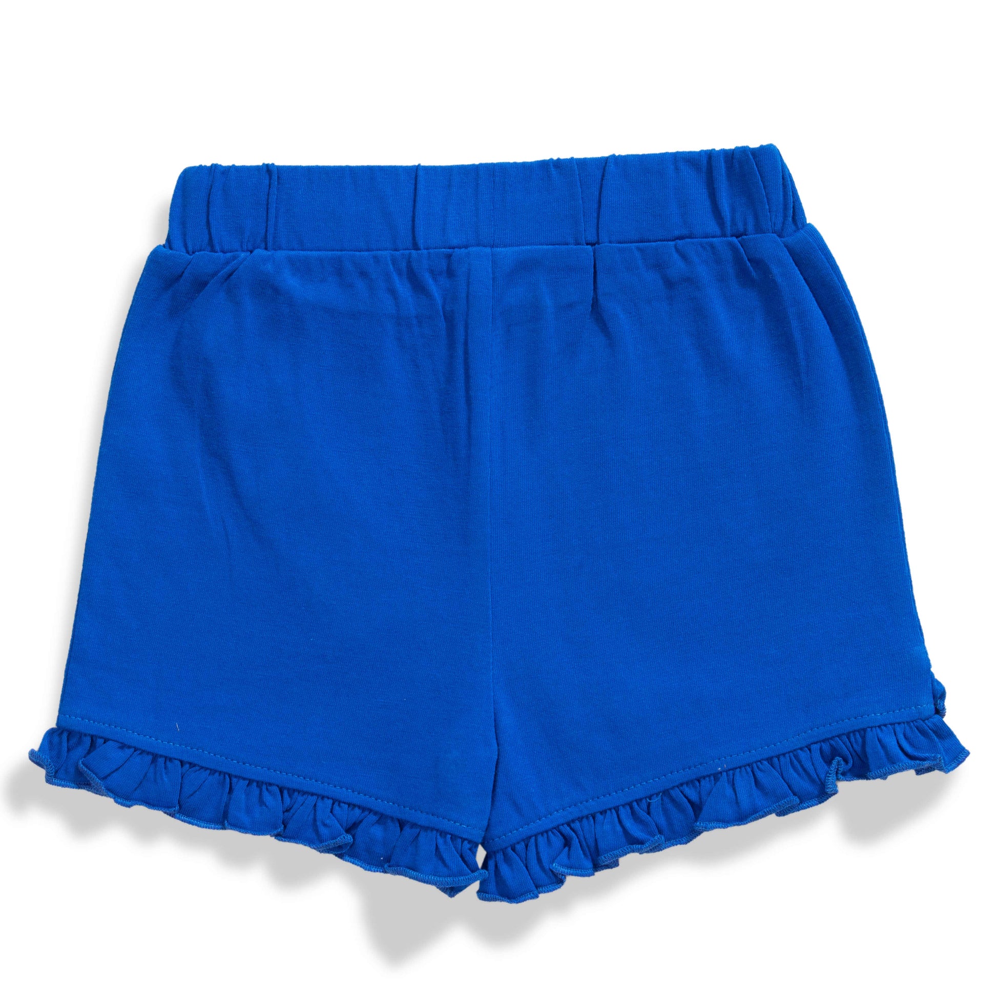 Baby Girls' "So Fun!" Red T-Shirt & Blue Ruffle Shorts Set – Casual Summer Outfit