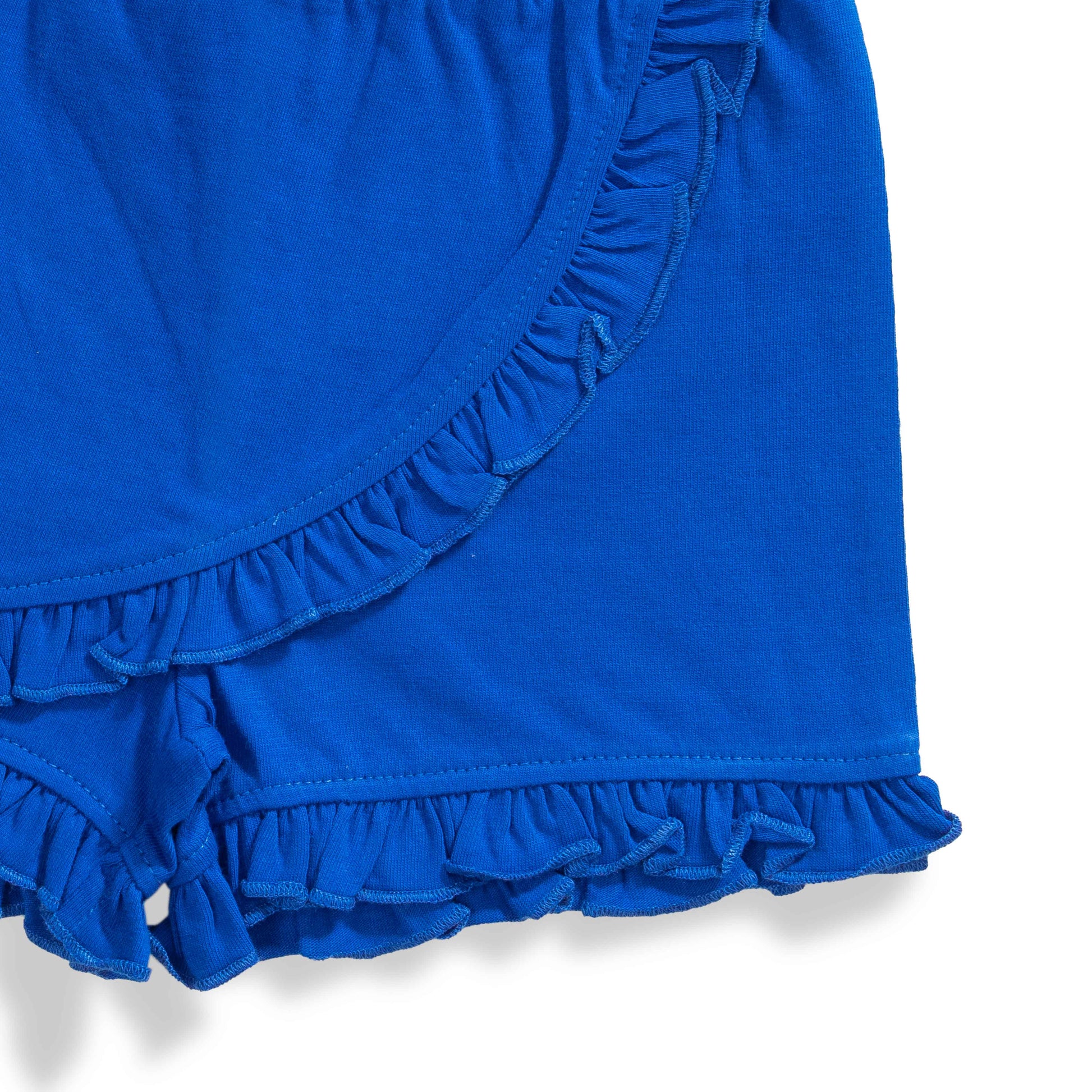 Baby Girls' "So Fun!" Red T-Shirt & Blue Ruffle Shorts Set – Casual Summer Outfit