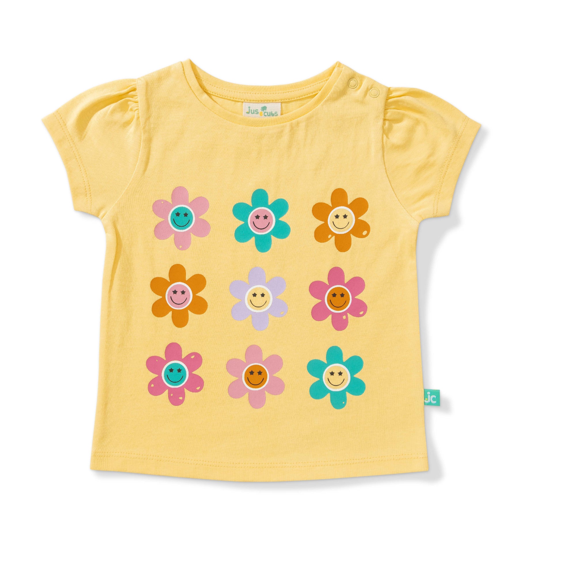 Baby Girls' Floral Fun Outfit Set – Yellow Smiley Flower T-Shirt & Pink Shorts, Cute & Comfortable Summer Wear