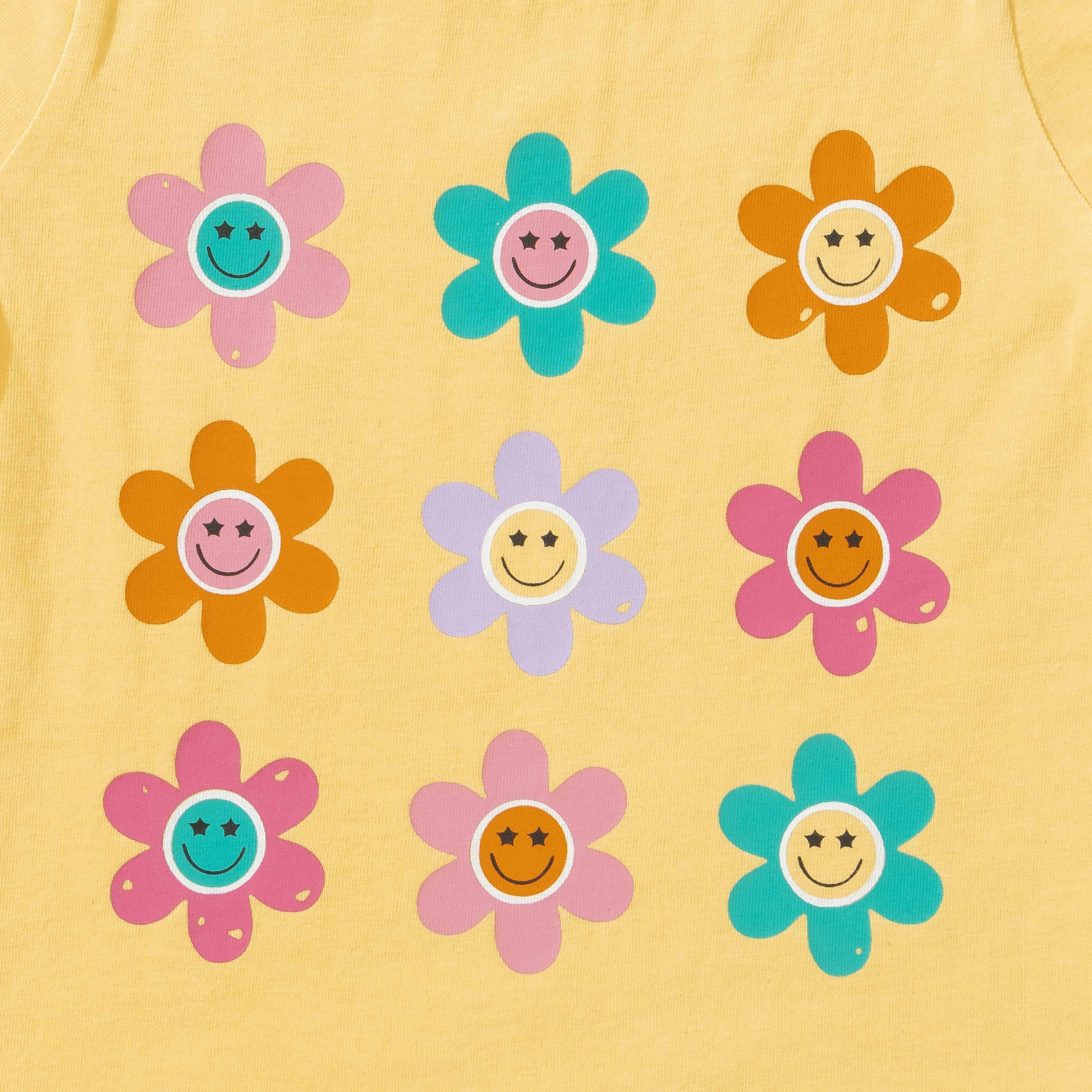 Baby Girls' Floral Fun Outfit Set – Yellow Smiley Flower T-Shirt & Pink Shorts, Cute & Comfortable Summer Wear