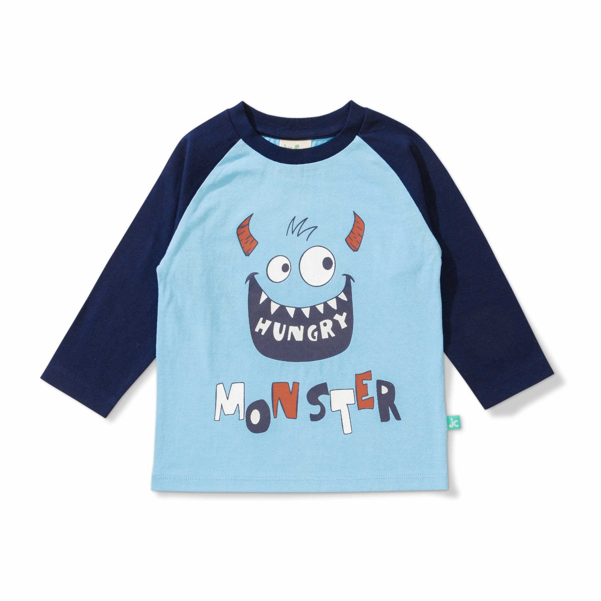 Baby Boys' Hungry Monster Graphic T-Shirt – Long Sleeve Raglan Tee