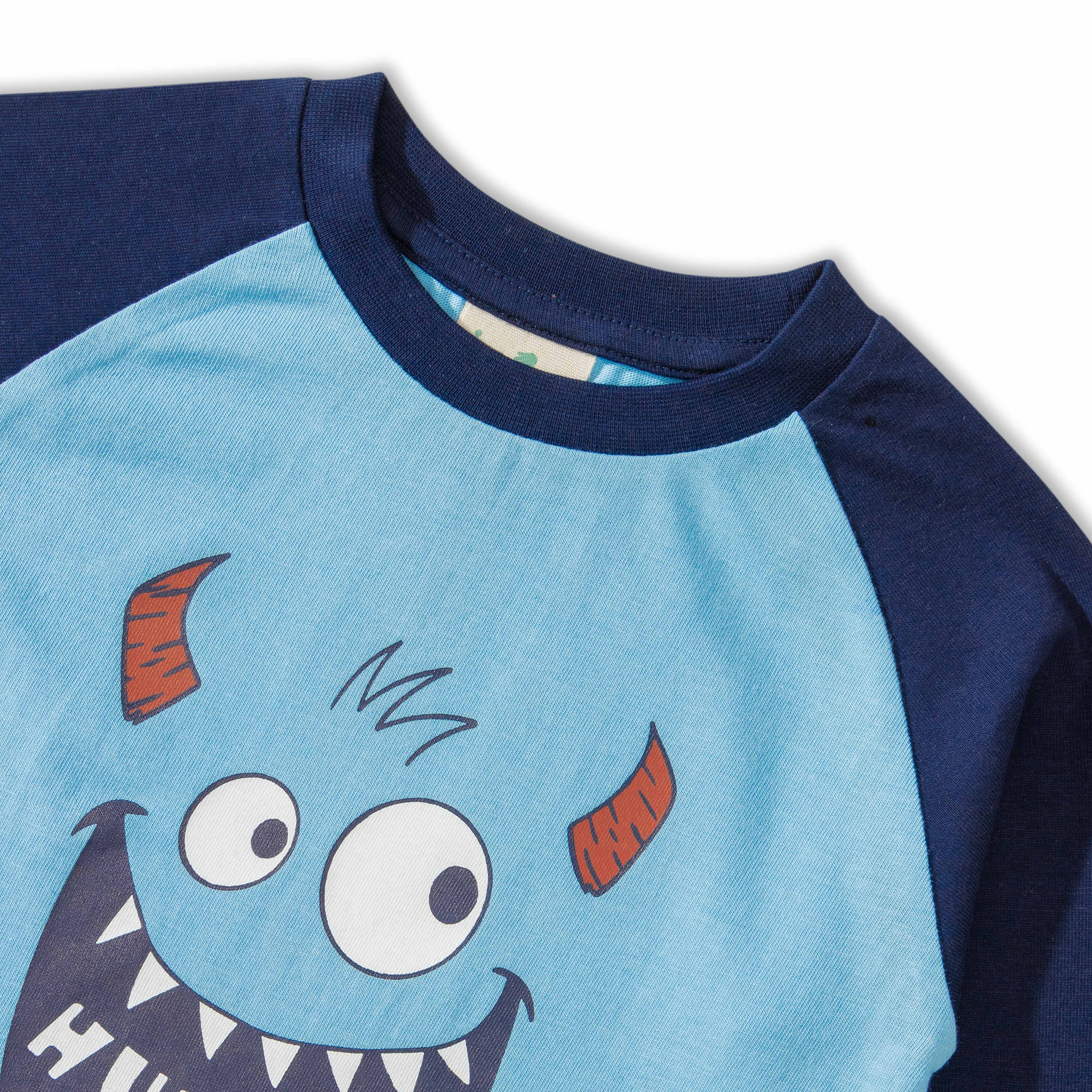 Baby Boys' Hungry Monster Graphic T-Shirt – Long Sleeve Raglan Tee