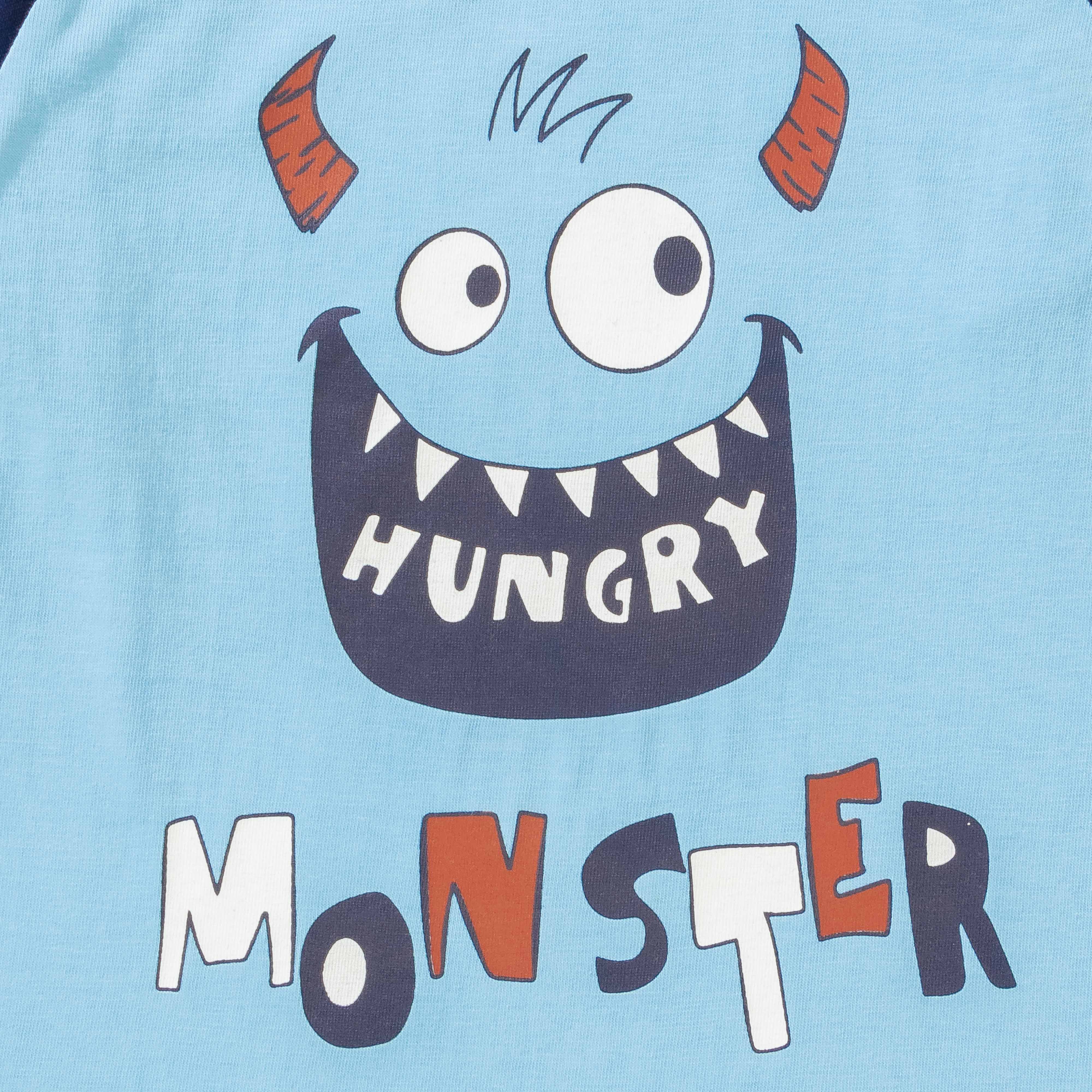 Baby Boys' Hungry Monster Graphic T-Shirt – Long Sleeve Raglan Tee
