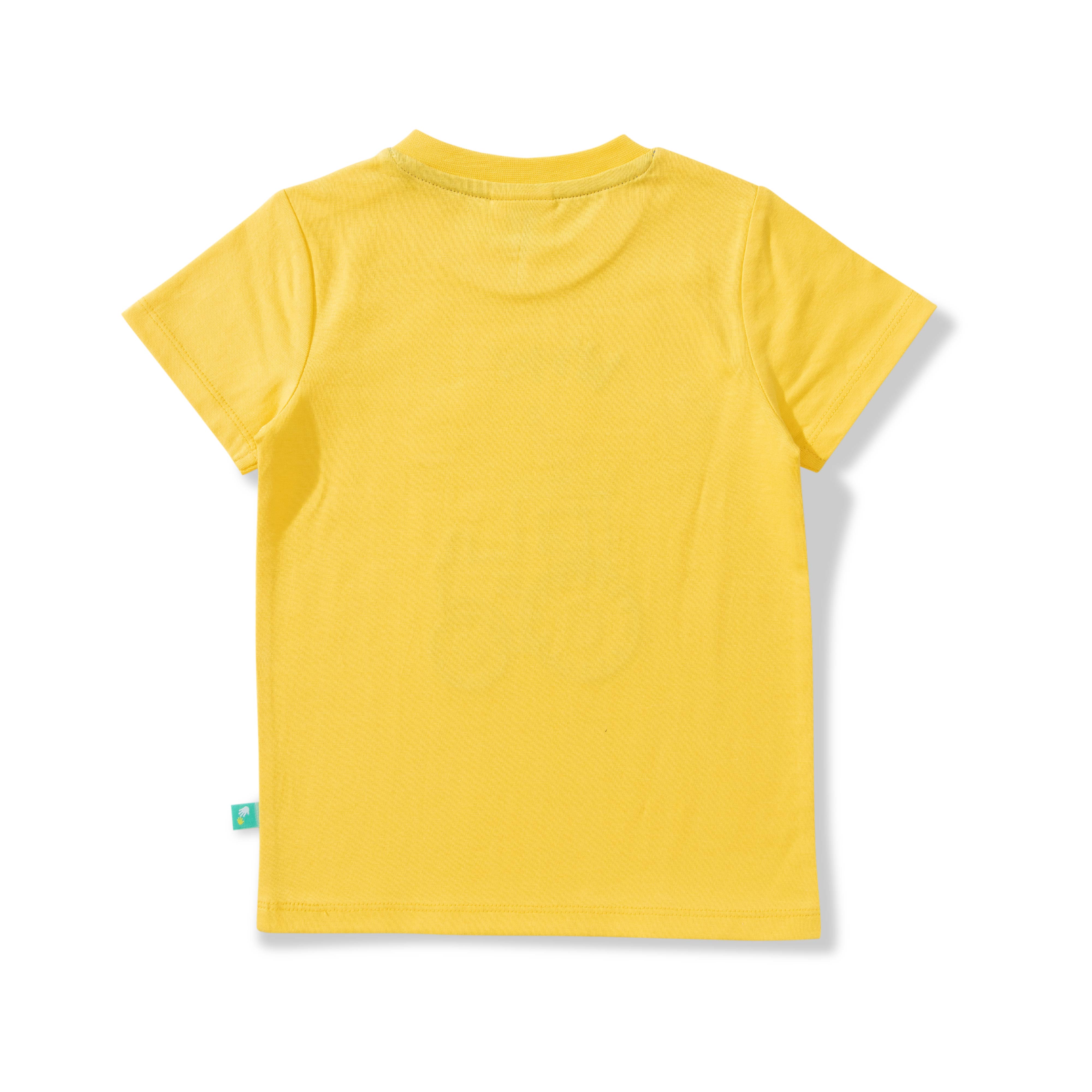 "Baby Boys' Yellow Tractor Print T-Shirt & Blue Jogger Pant Set – Cotton Co-ord Outfit"