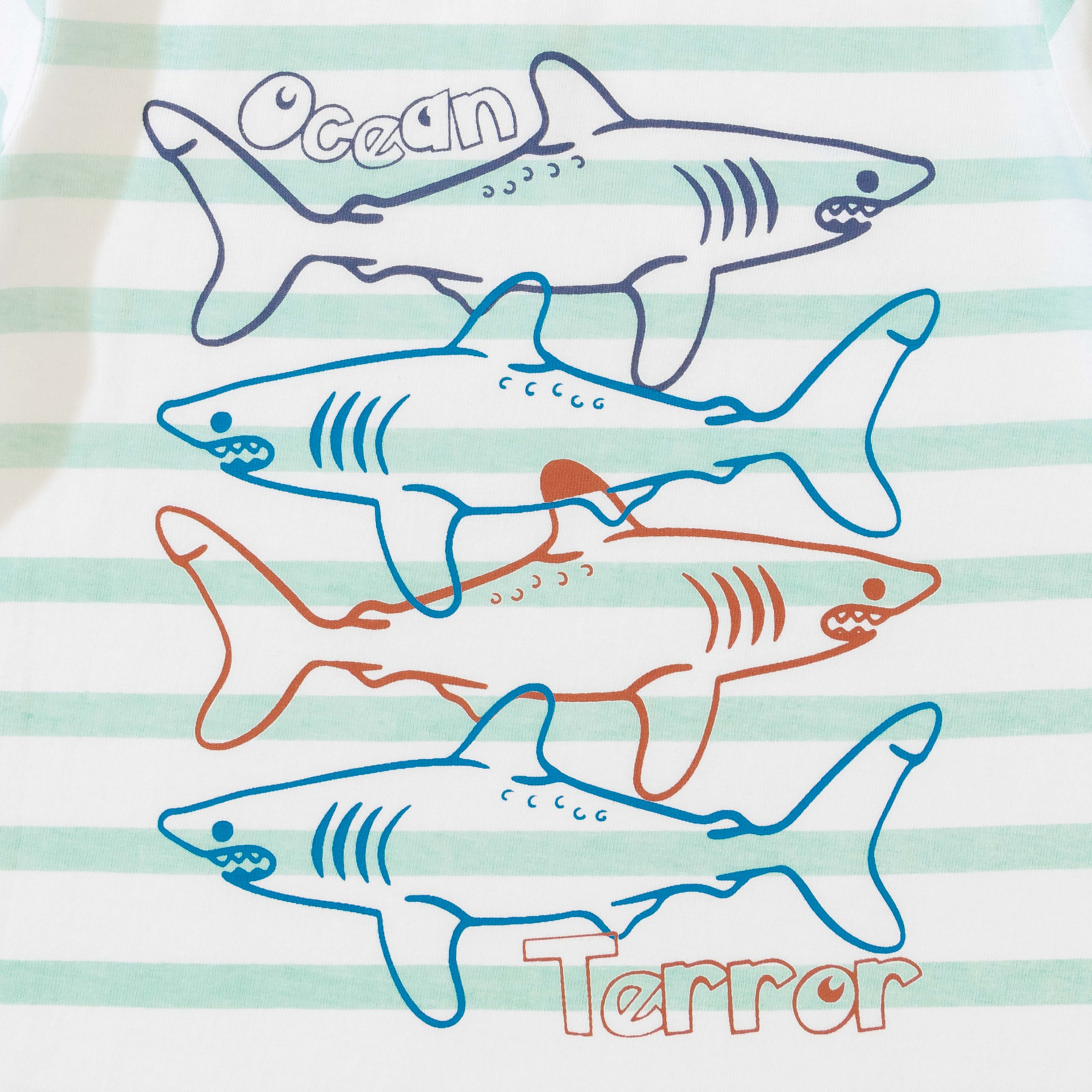 Baby Boys' Ocean Shark Graphic T-Shirt – Striped Short Sleeve Tee