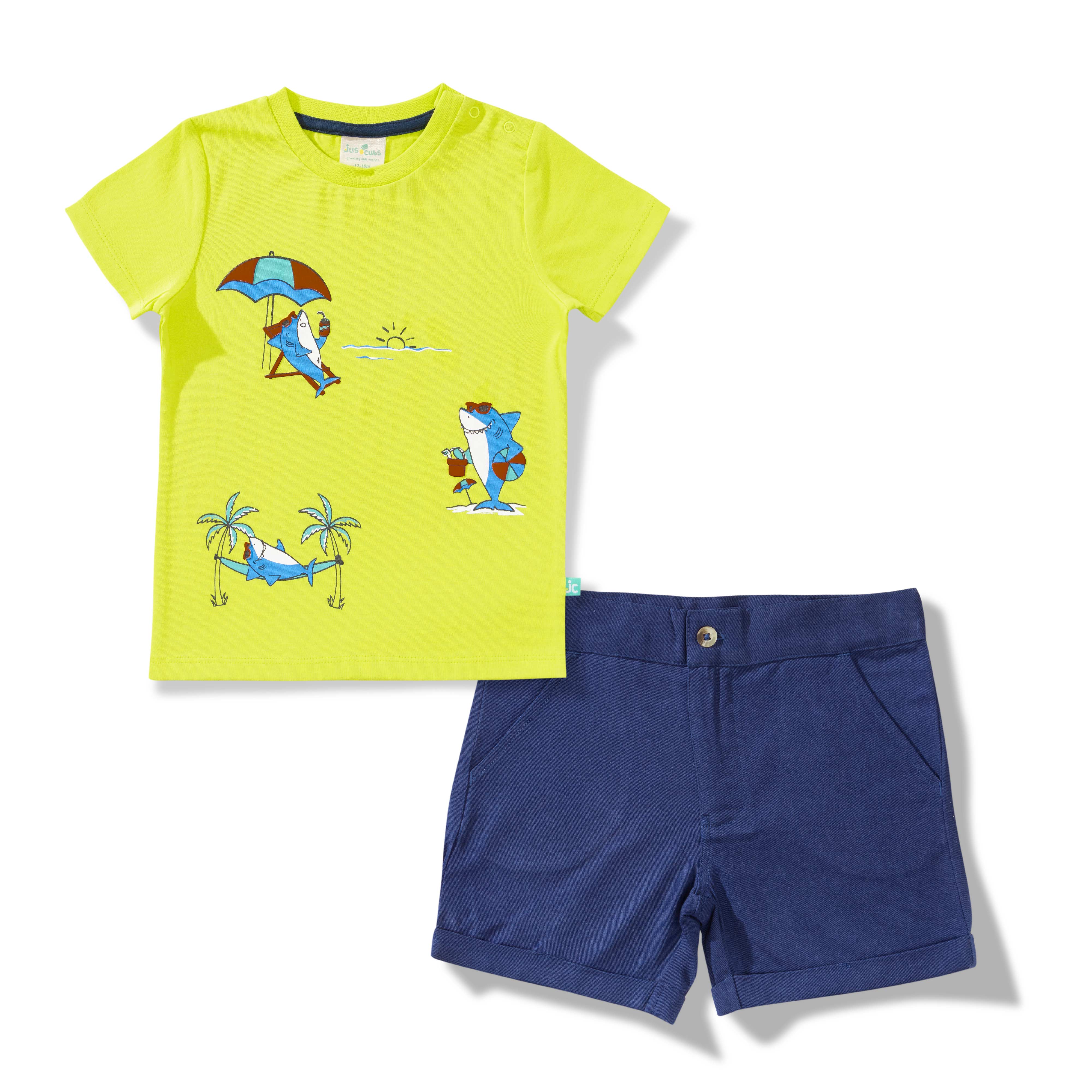 Baby Boys Graphic Printed T Shirt & Solid Shorts