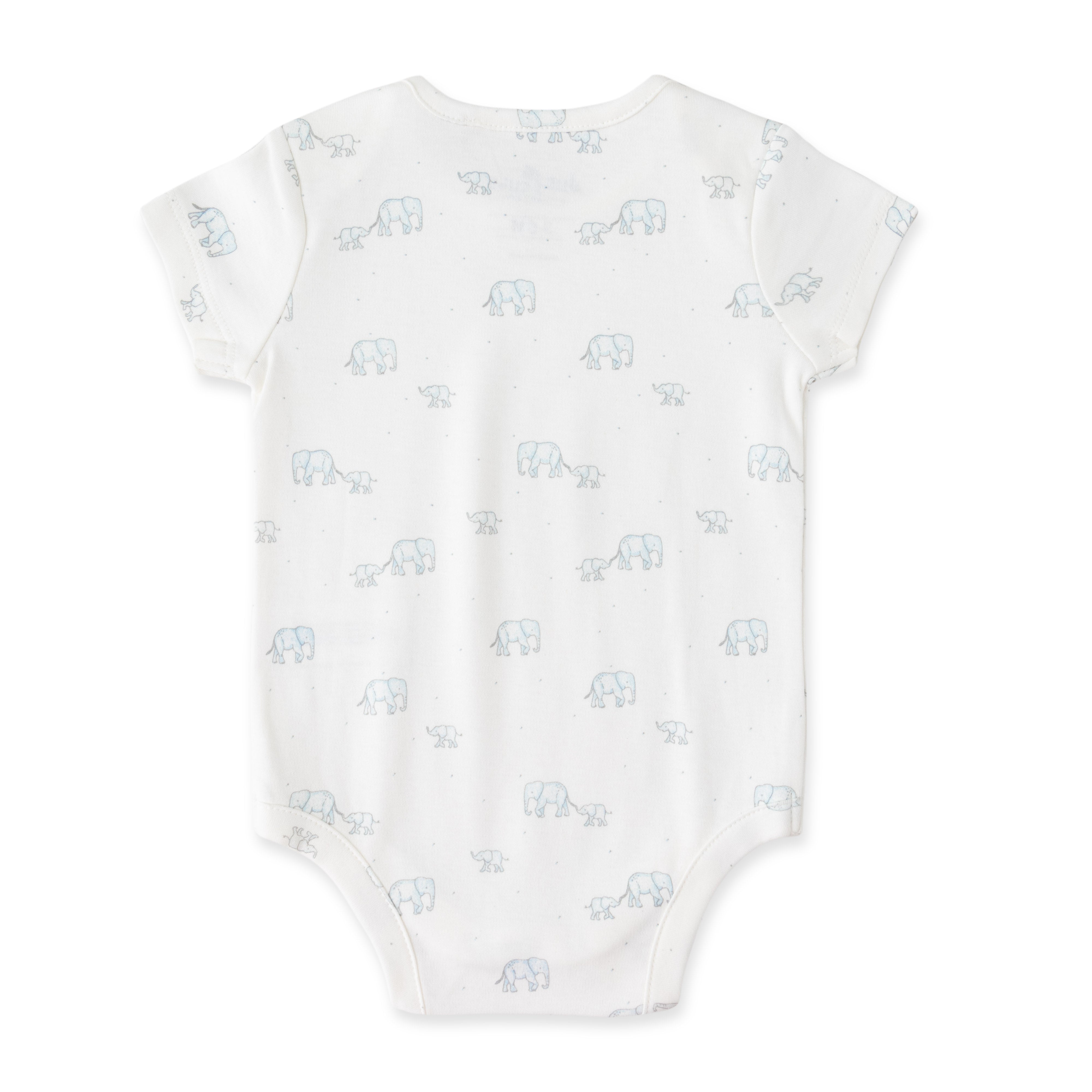 Baby Boys Cotton Bodysuit – Elephant Print, Short Sleeve, Soft & Breathable Onesie