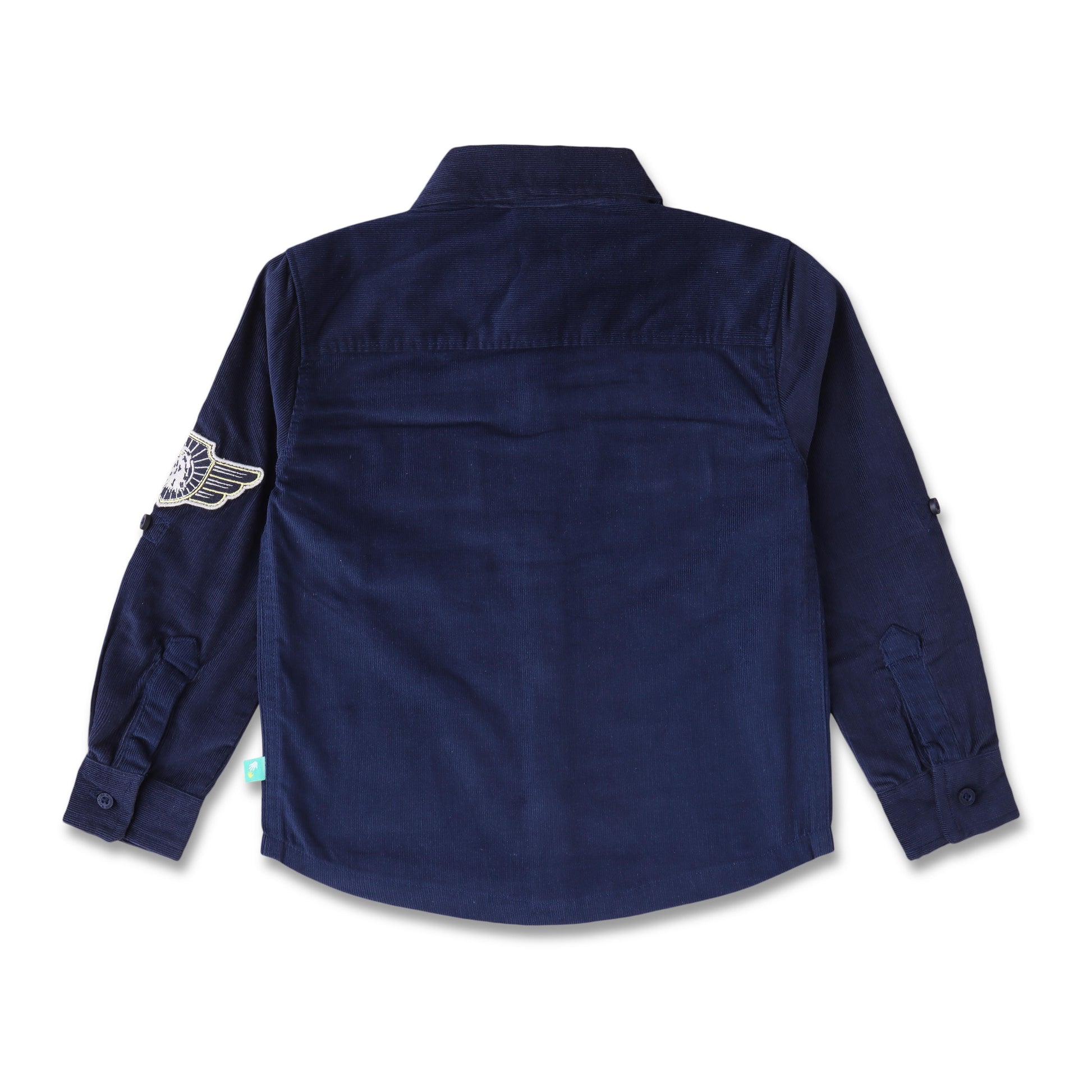 Boys Navy Blue Pilot-Themed Shirt with Embroidered Patches