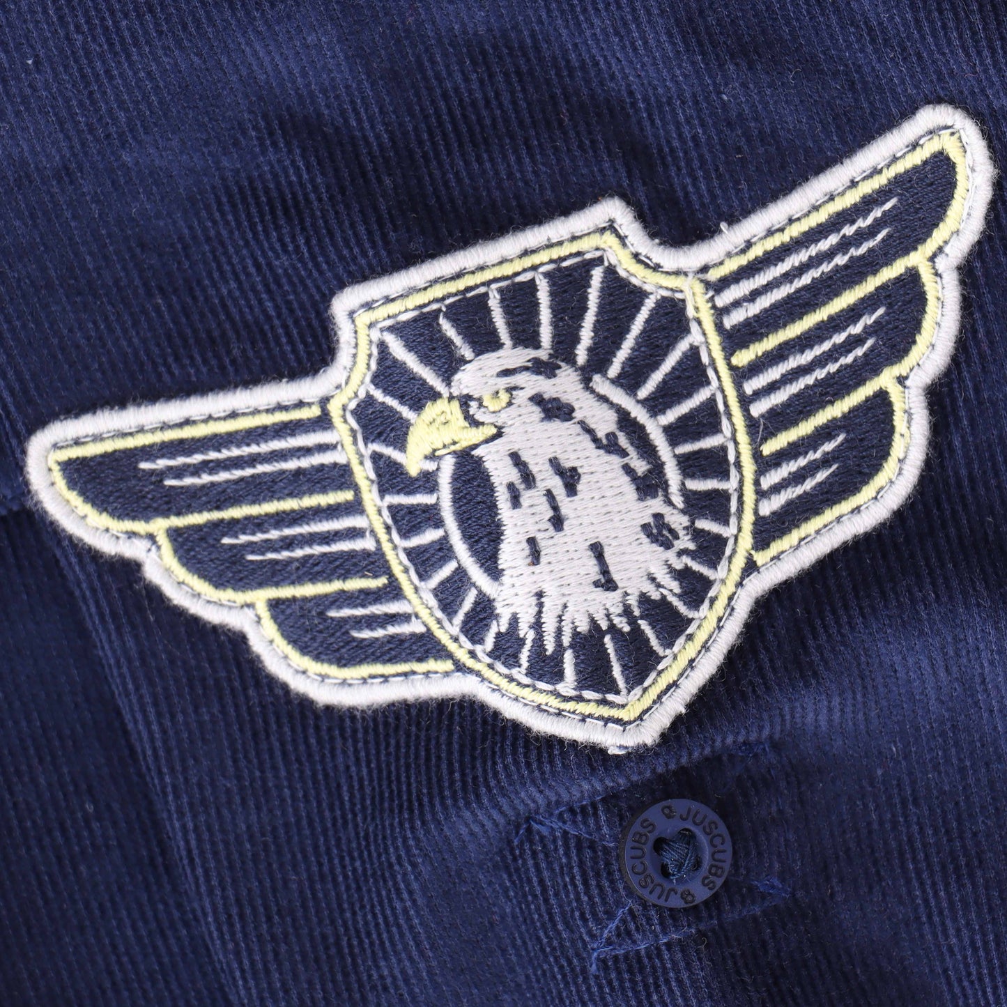 Boys Navy Blue Pilot-Themed Shirt with Embroidered Patches