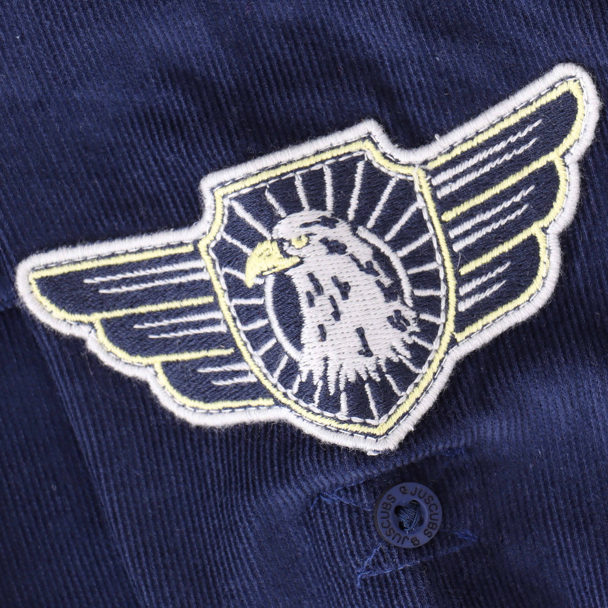 Boys Navy Blue Pilot-Themed Shirt with Embroidered Patches