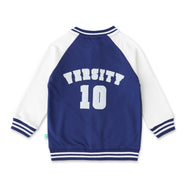 Boys' Varsity Sweatshirt - Blue & White Letterman Bomber with Patch Detail