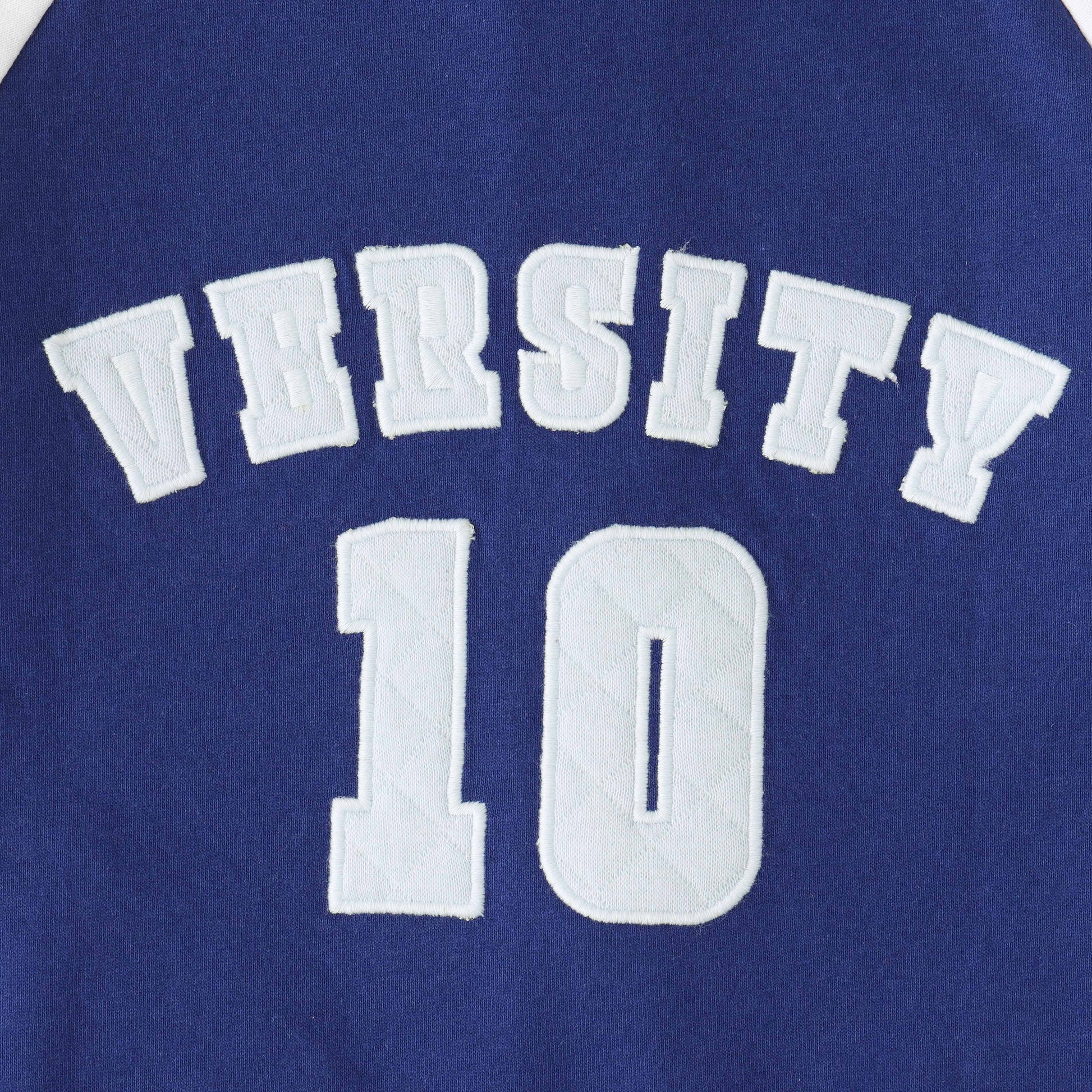 Boys' Varsity Sweatshirt - Blue & White Letterman Bomber with Patch Detail