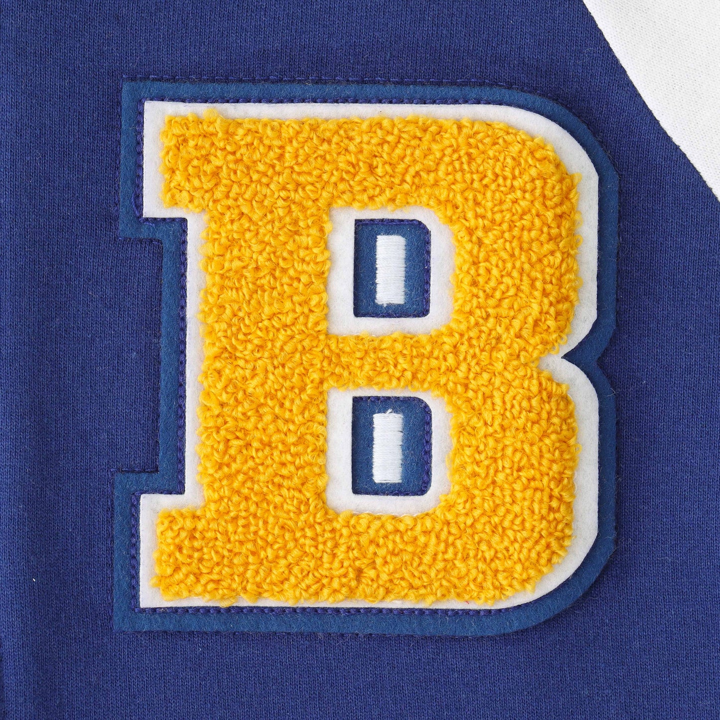 Boys' Varsity Sweatshirt - Blue & White Letterman Bomber with Patch Detail
