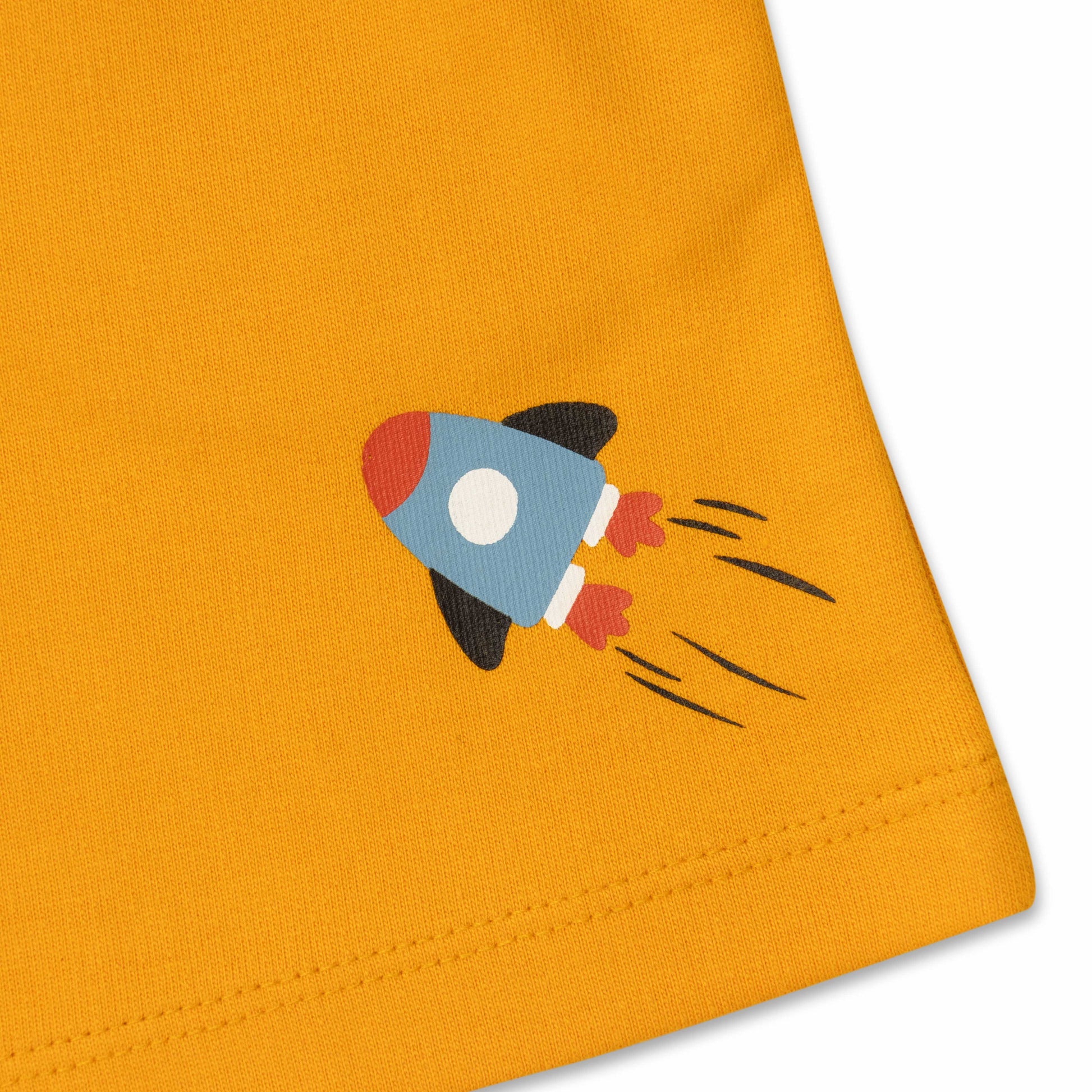 Boys Space-Themed T-Shirt & Shorts Set – Rocket Power Design (Blue & Yellow)