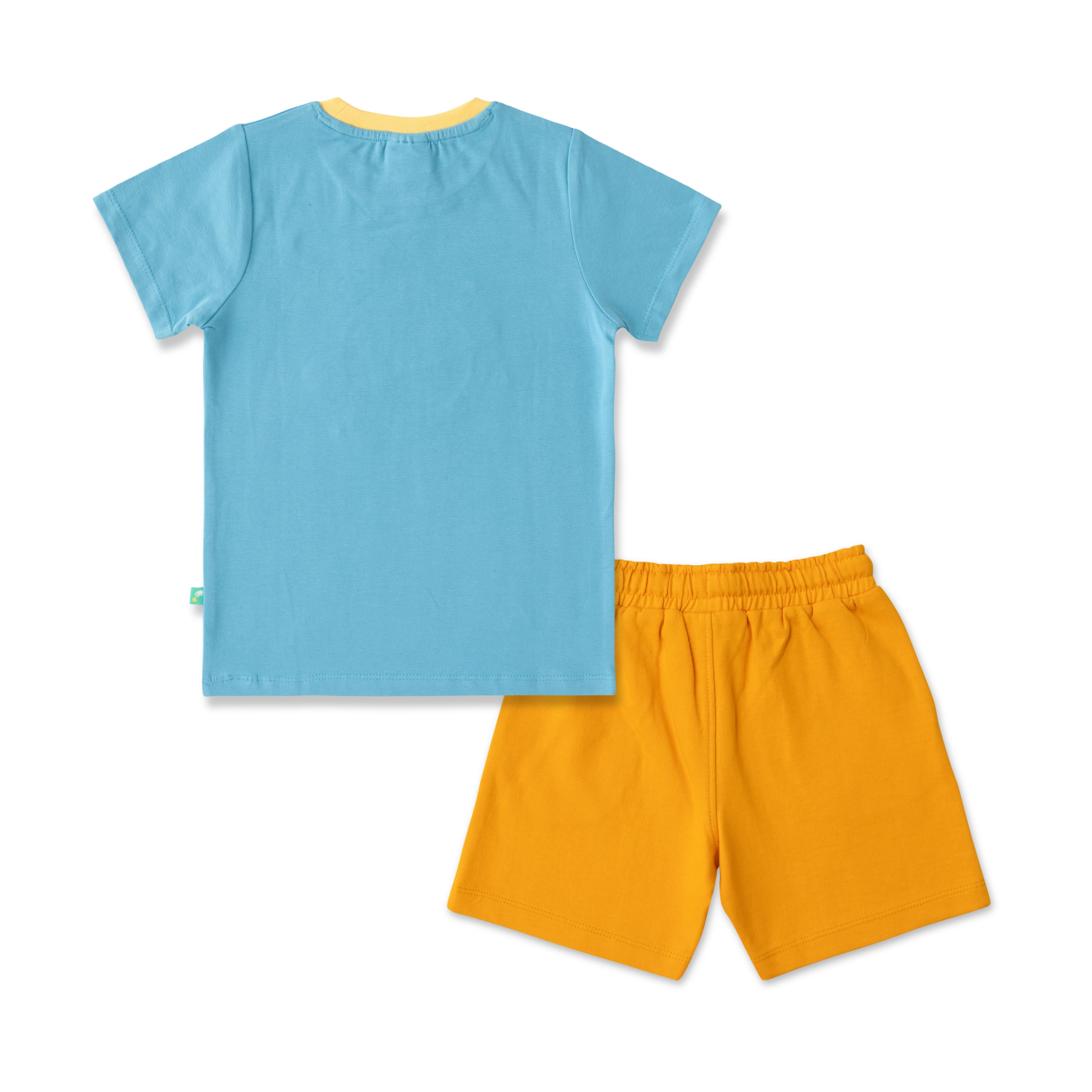 "Boys' Space-Themed T-Shirt & Shorts Set – Rocket Power Design"