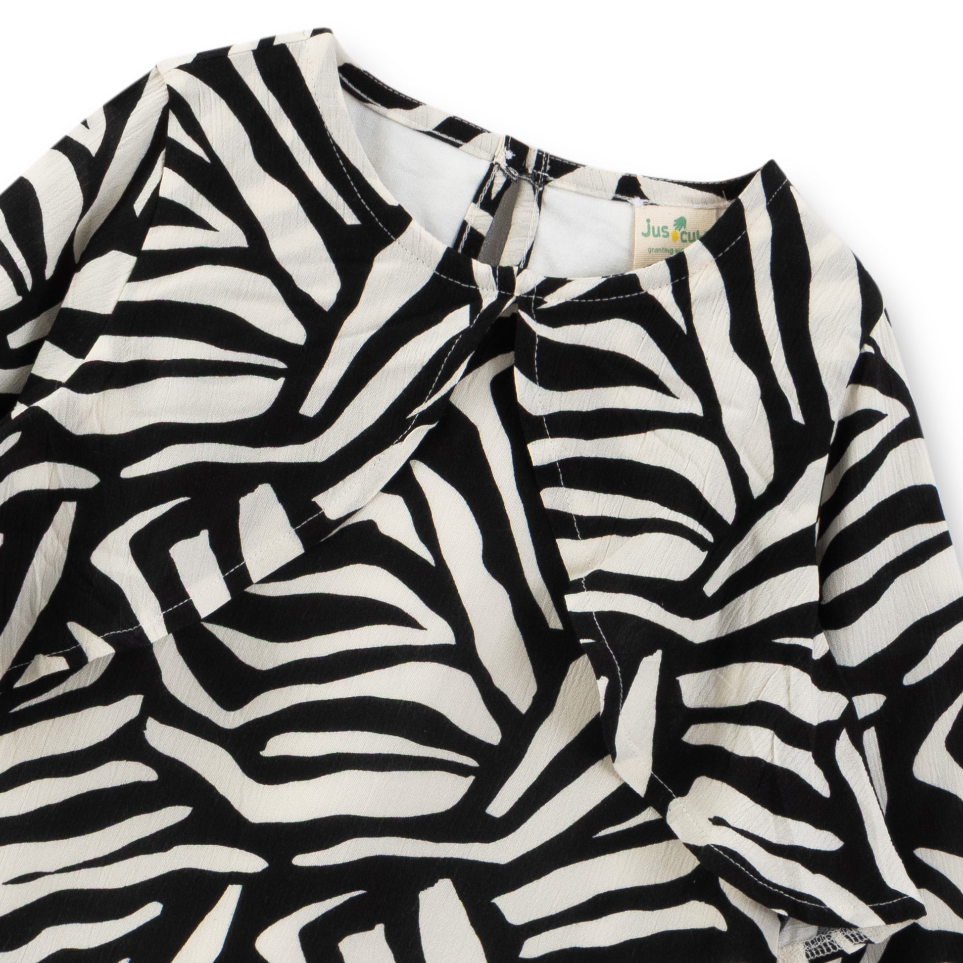 Girls' Zebra Print Long Sleeve Top – Stylish & Comfortable