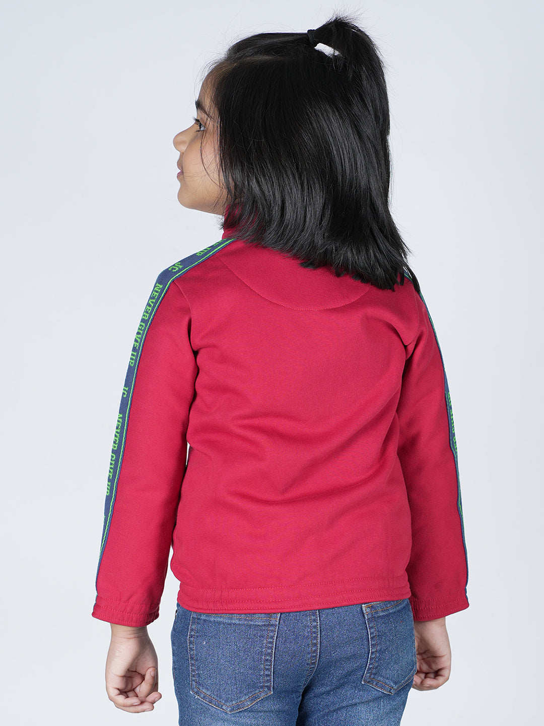 Girls JC You are Awesome With Zipper Hoodie Jacket - Red