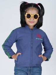 Girls JC You are Awesome With Zipper Hoodie Jacket - Navy