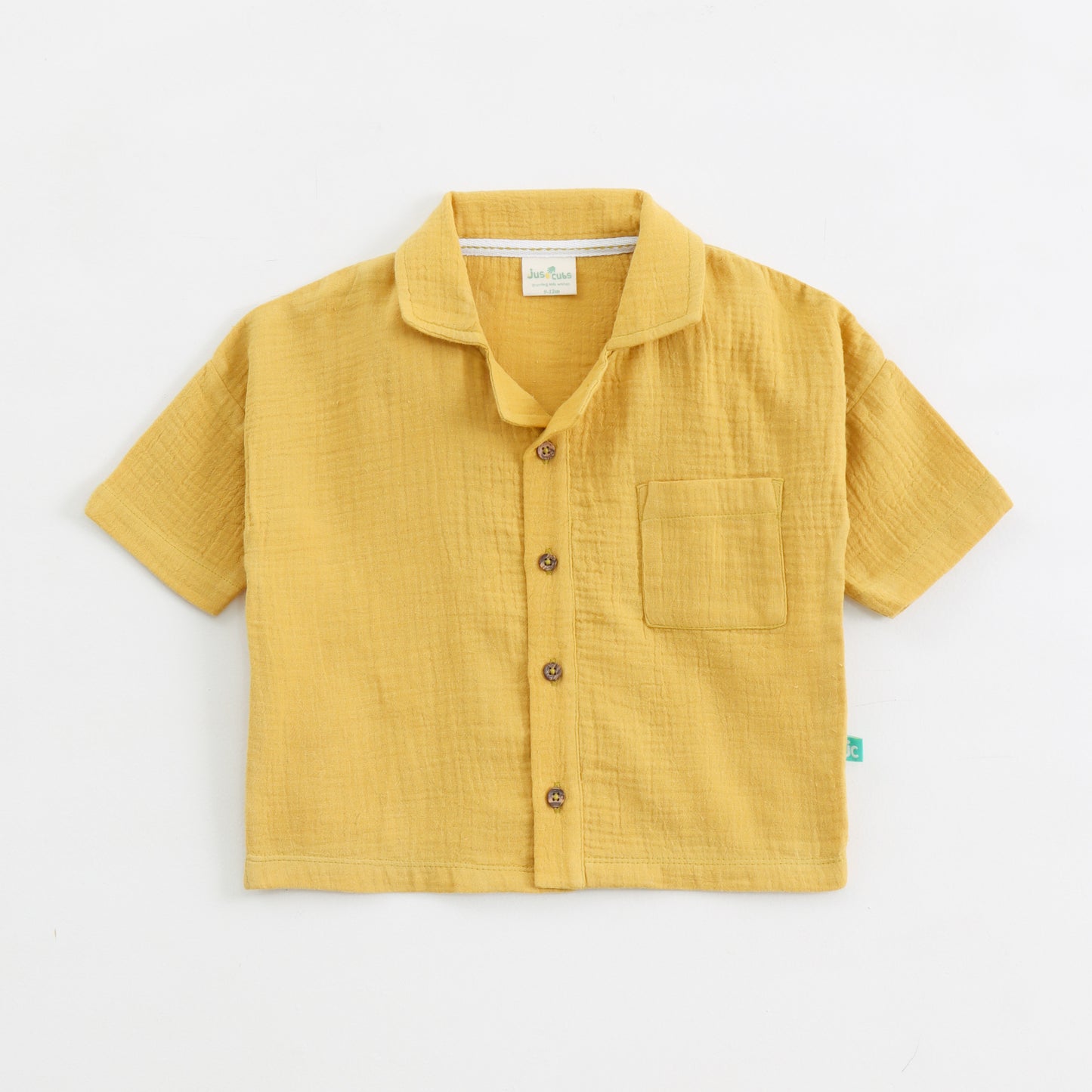 "Baby Boys Premium Muslin Cotton Shirt | Mustard | Lightweight & Breathable"