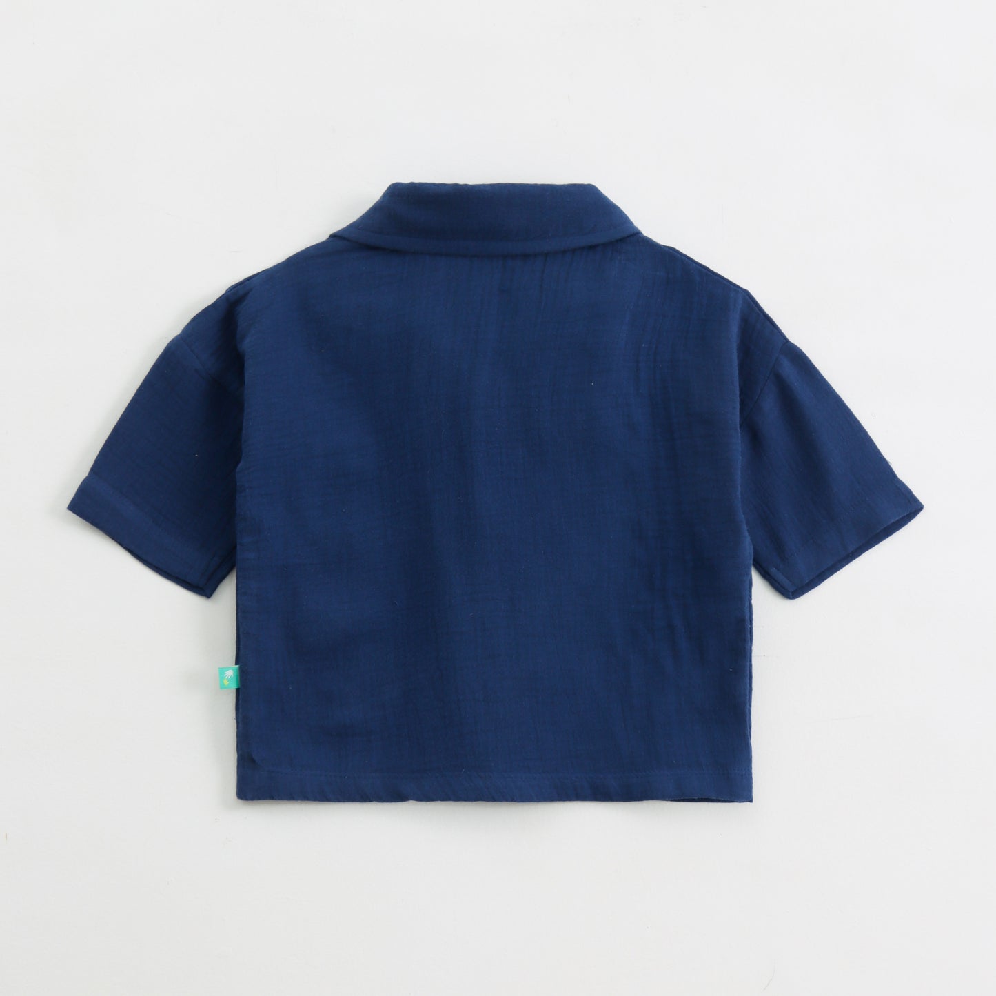 "Baby Boys Premium Muslin Cotton Shirt | Navy Blue | Lightweight & Breathable"