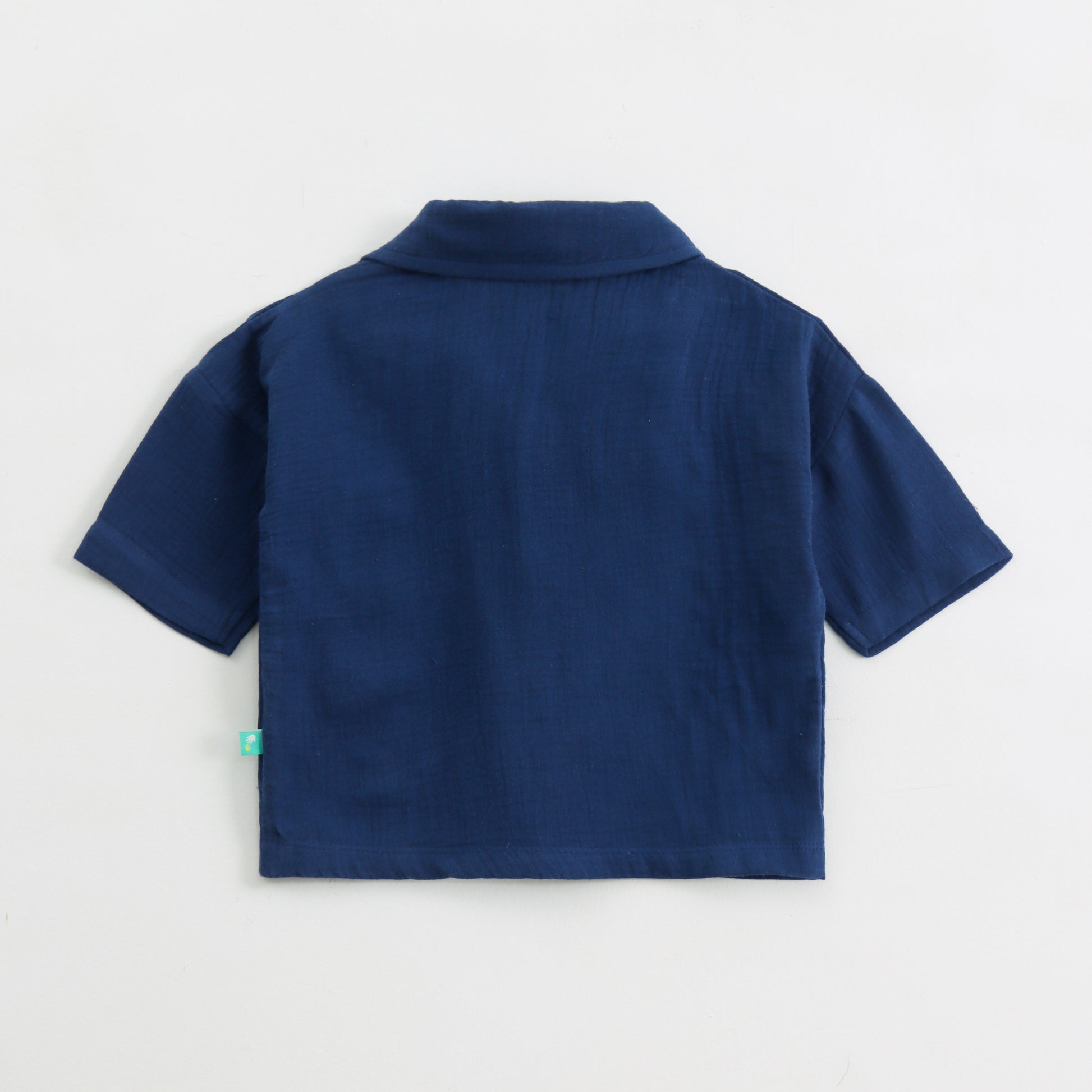 "Baby Boys Premium Muslin Cotton Shirt | Navy Blue | Lightweight & Breathable"