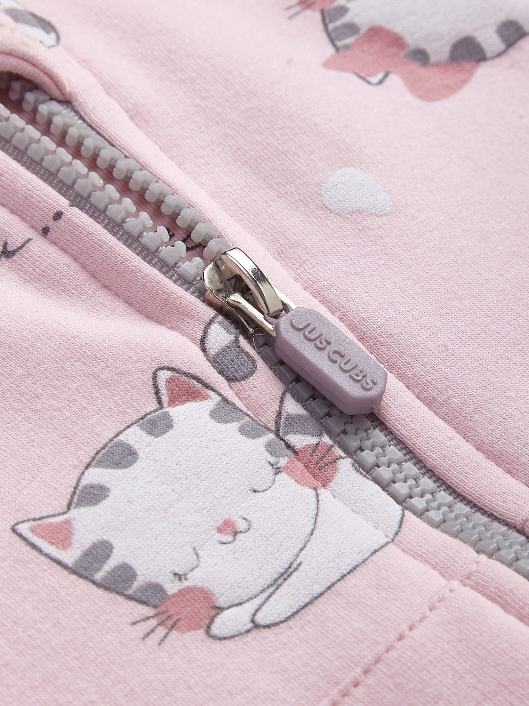 Baby Girls' Pink Cat Print Hoodie & Jogger Set with Ear Detail