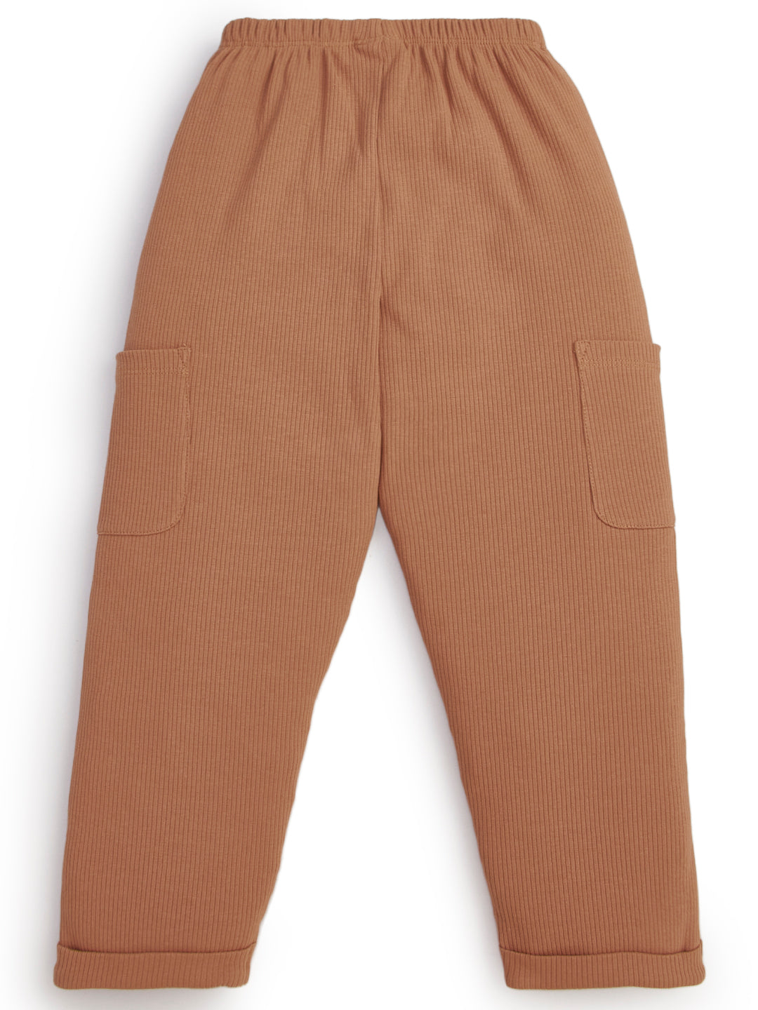 "Boys' Ribbed Cotton Cargo Trousers – Maroon