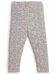 "Girls' Micro Floral Print Leggings – Pastel Multicolor"