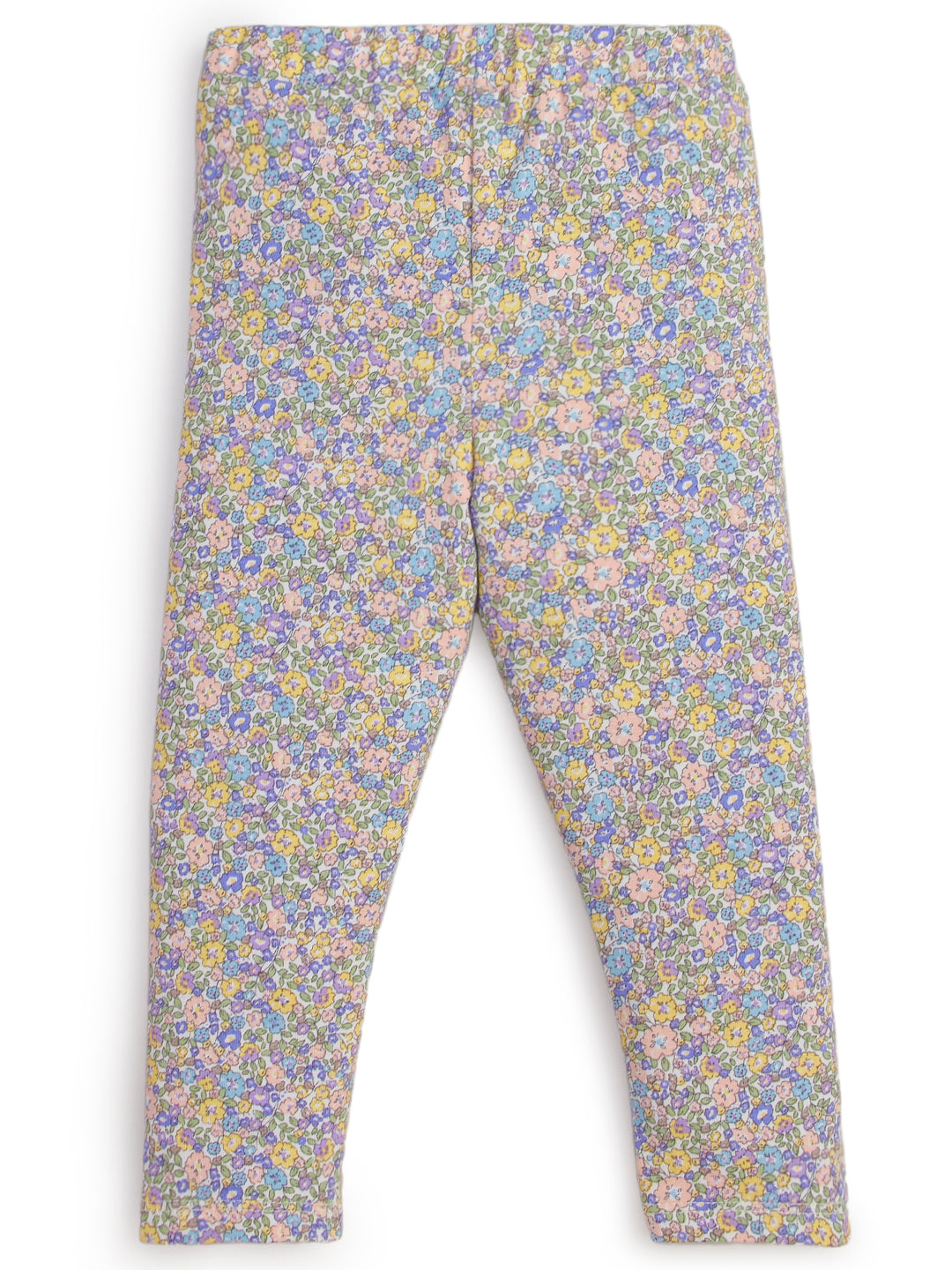 "Girls' Micro Floral Print Leggings – Pastel Multicolor"