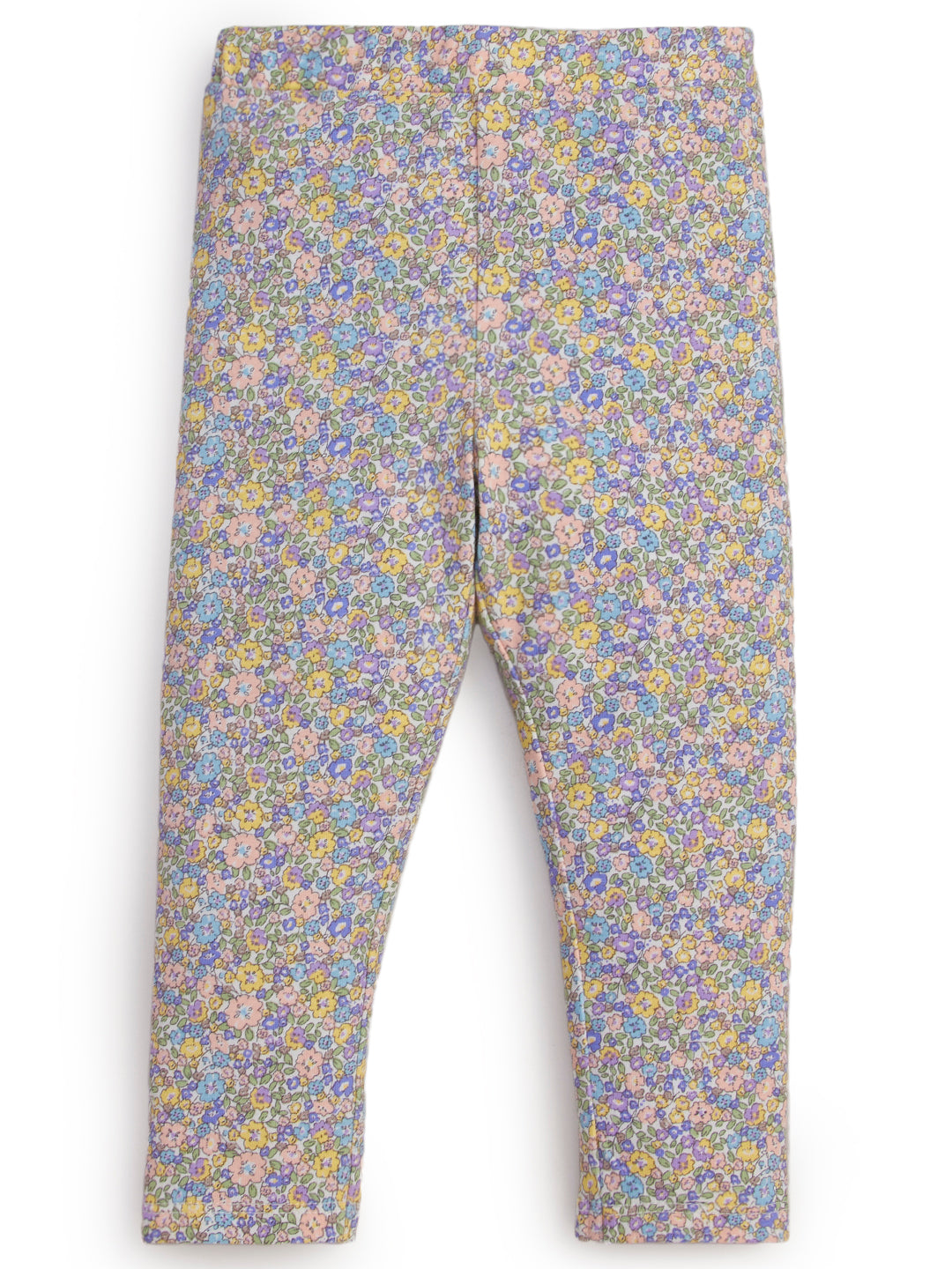 "Girls' Micro Floral Print Leggings – Pastel Multicolor"