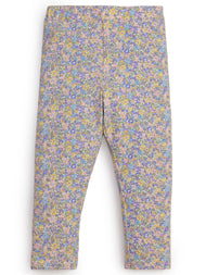 "Girls' Micro Floral Print Leggings – Pastel Multicolor"