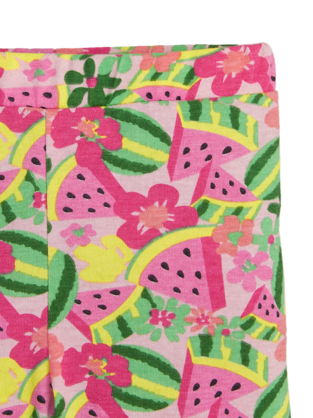 "Girls' Tropical Fruit Print Leggings – Pink & Green"