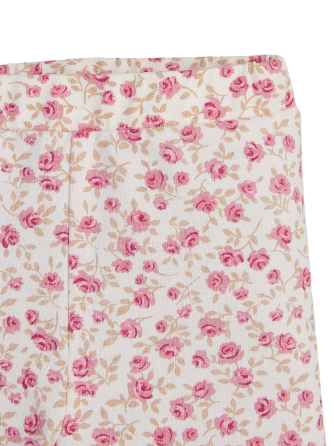 "Girls' Floral Print Cotton Leggings – Pink Rose Pattern"