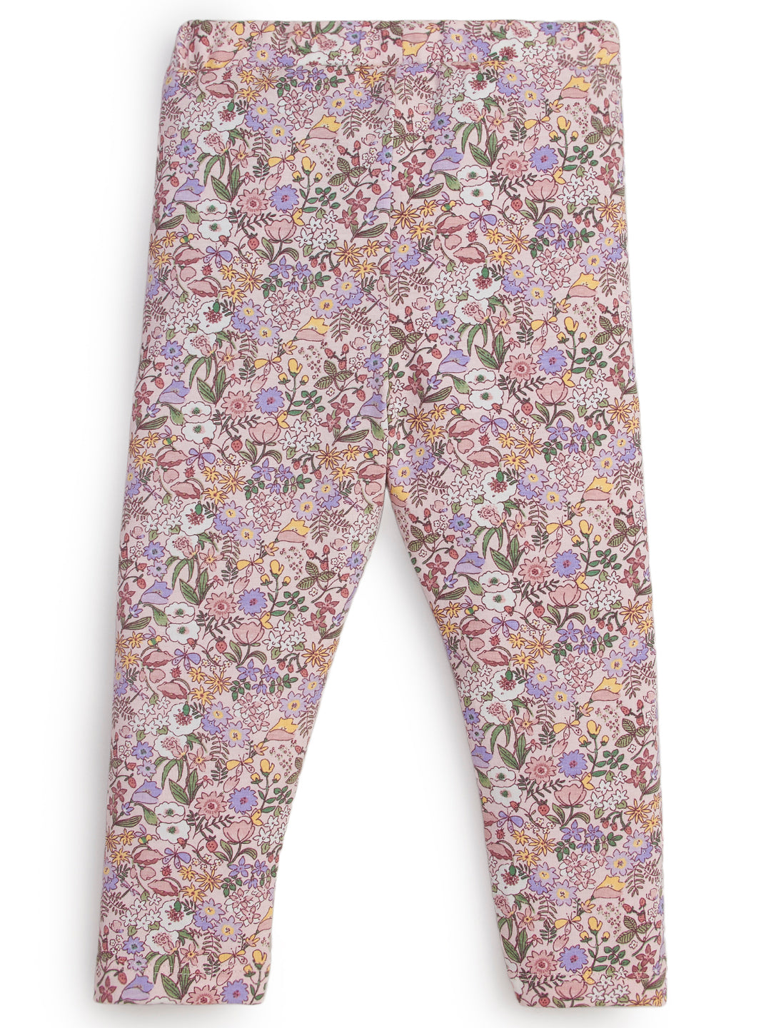 "Girls' All-Over Floral Print Leggings – Pink Multicolor"