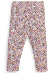 "Girls' All-Over Floral Print Leggings – Pink Multicolor"