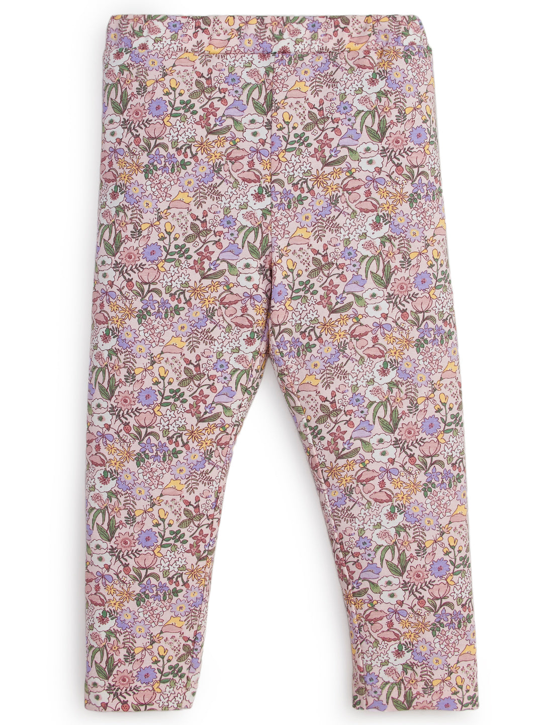 "Girls' All-Over Floral Print Leggings – Pink Multicolor"