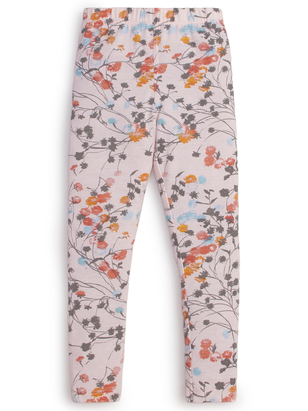 "Girls' Floral Printed Cotton Leggings – Full Length, High waist, Slim fit.
