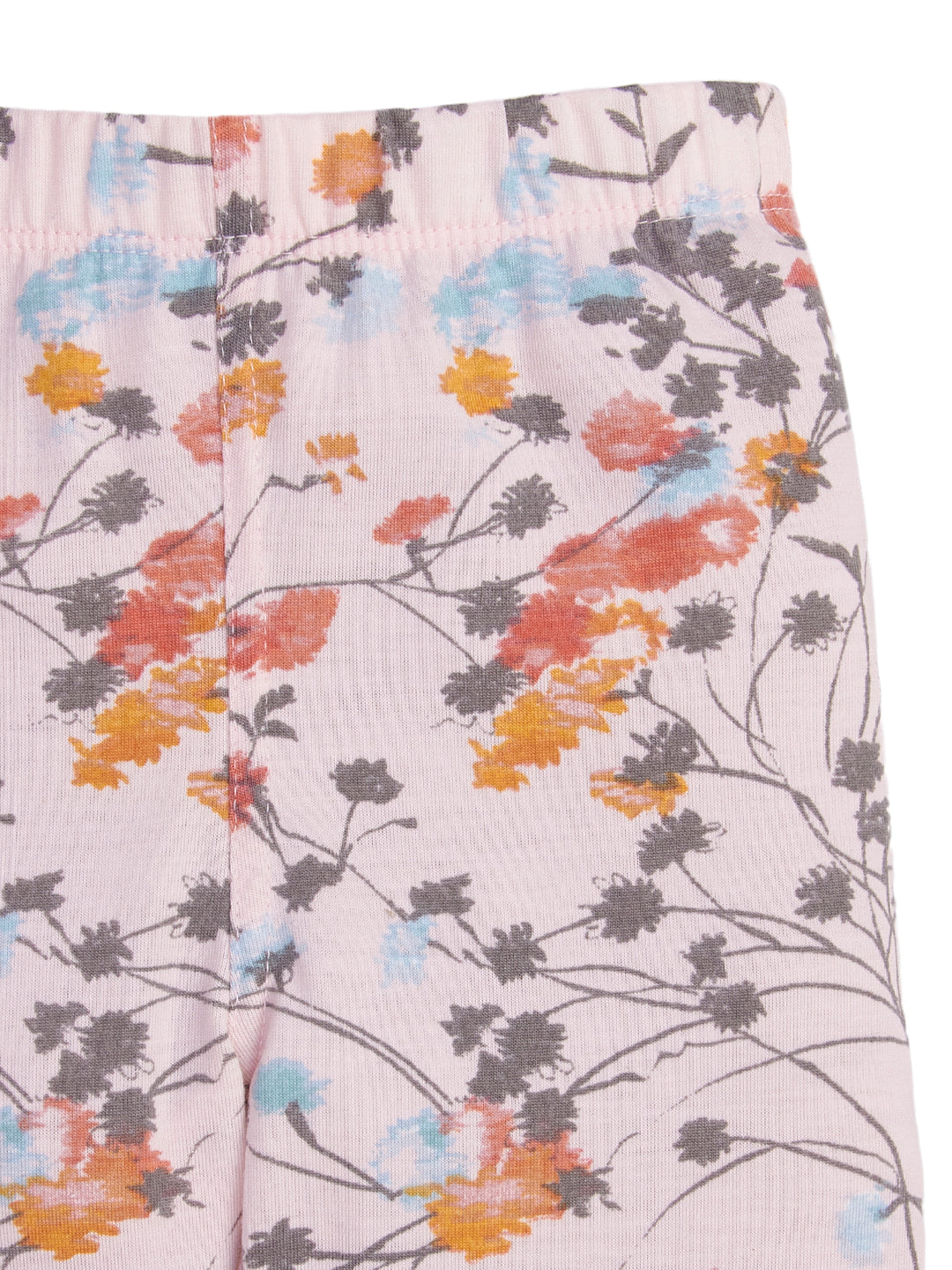 "Girls' Floral Printed Cotton Leggings – Full Length, High waist, Slim fit.