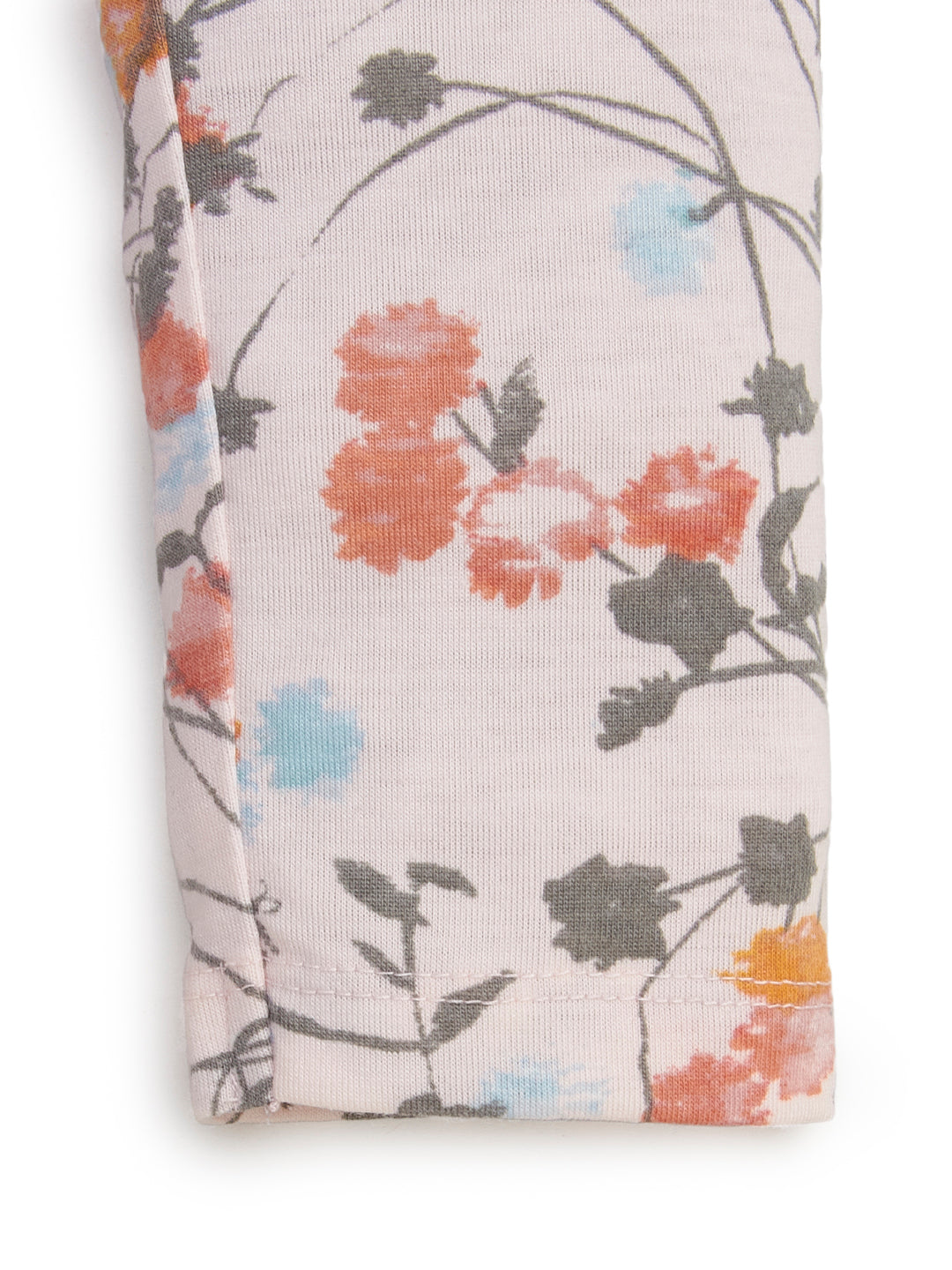 "Girls' Floral Printed Cotton Leggings – Full Length, High waist, Slim fit.
