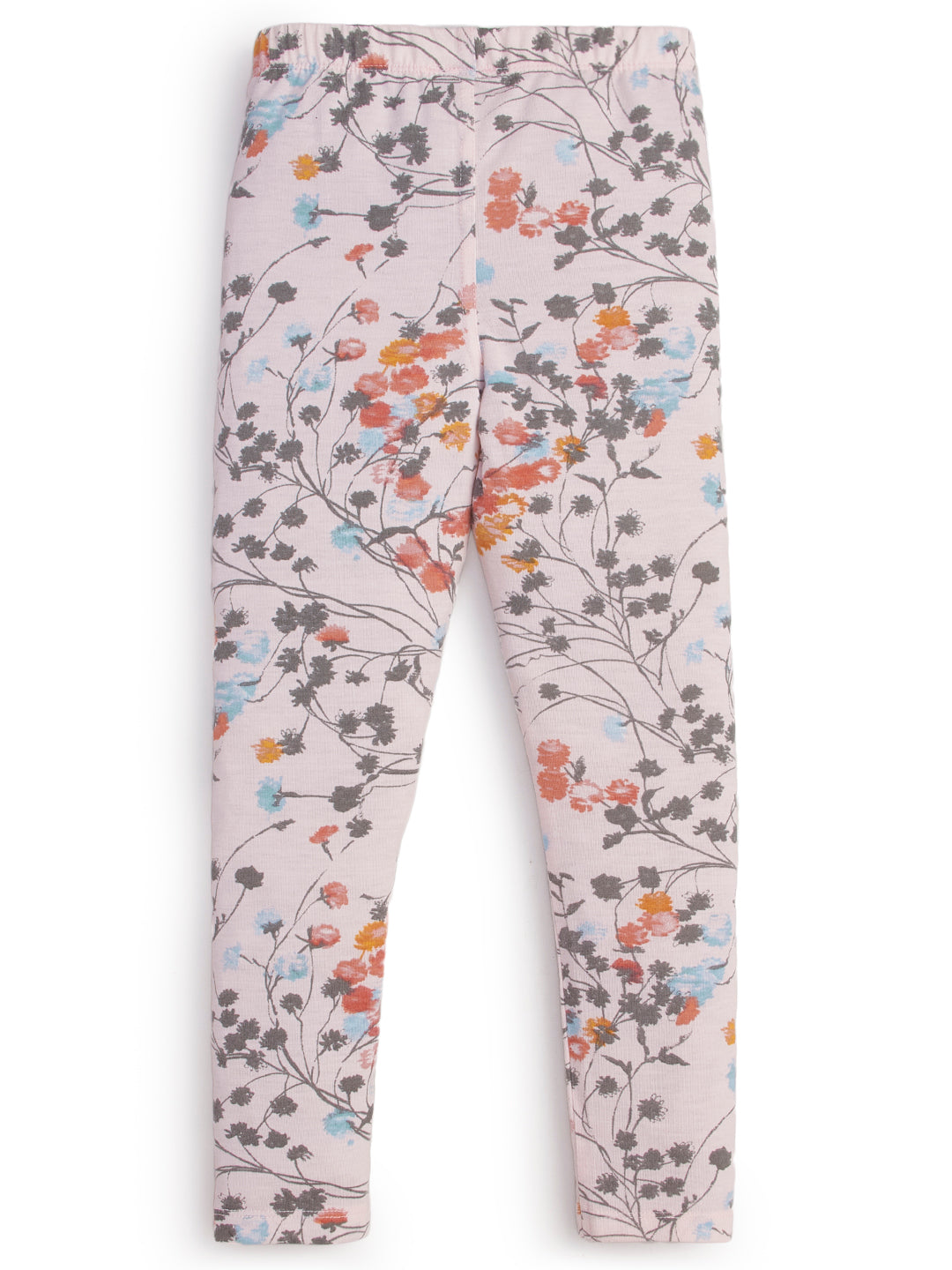 "Girls' Floral Printed Cotton Leggings – Full Length, High waist, Slim fit.