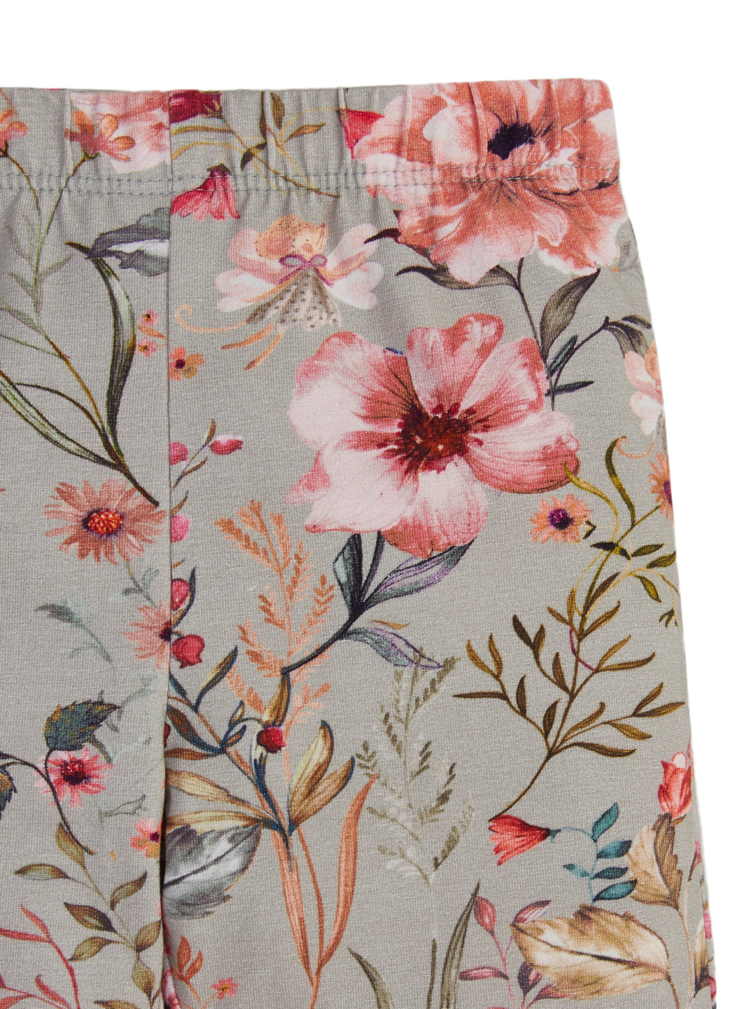 "Girls' Ribbed Cotton Flared Leggings – Multicolor Flower Print"