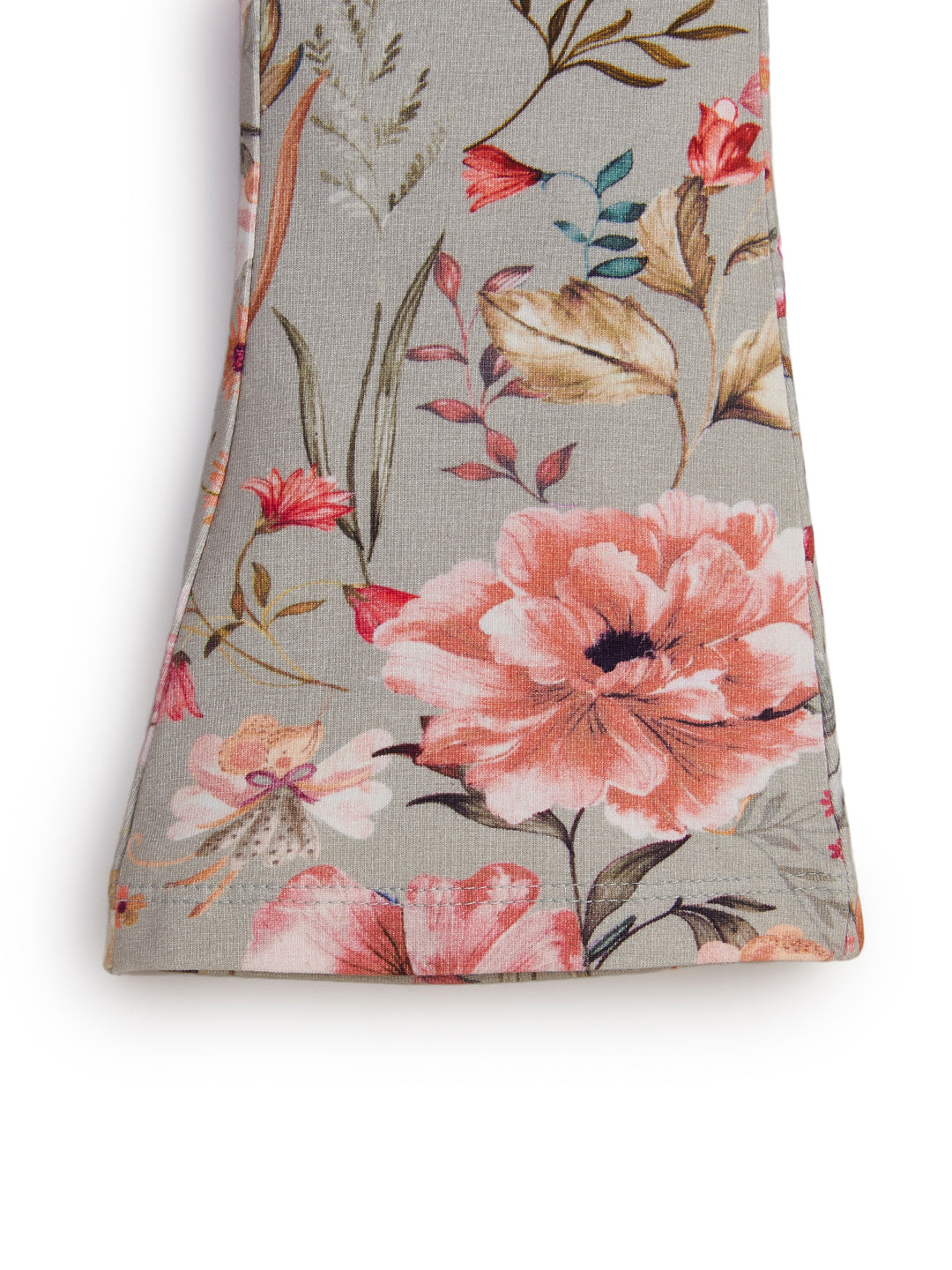 "Girls' Ribbed Cotton Flared Leggings – Multicolor Flower Print"