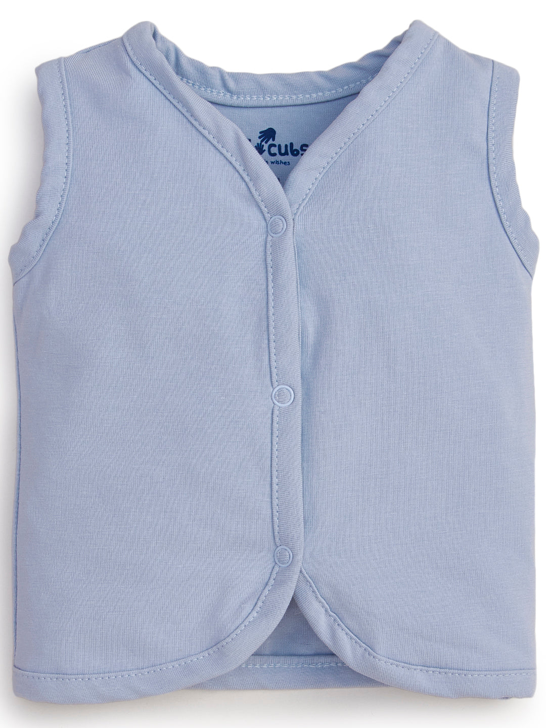 "Baby Boys' Sleeveless Cotton Vest Set – Pack of 3 (Elephant Print, Solid Blue, Striped)"